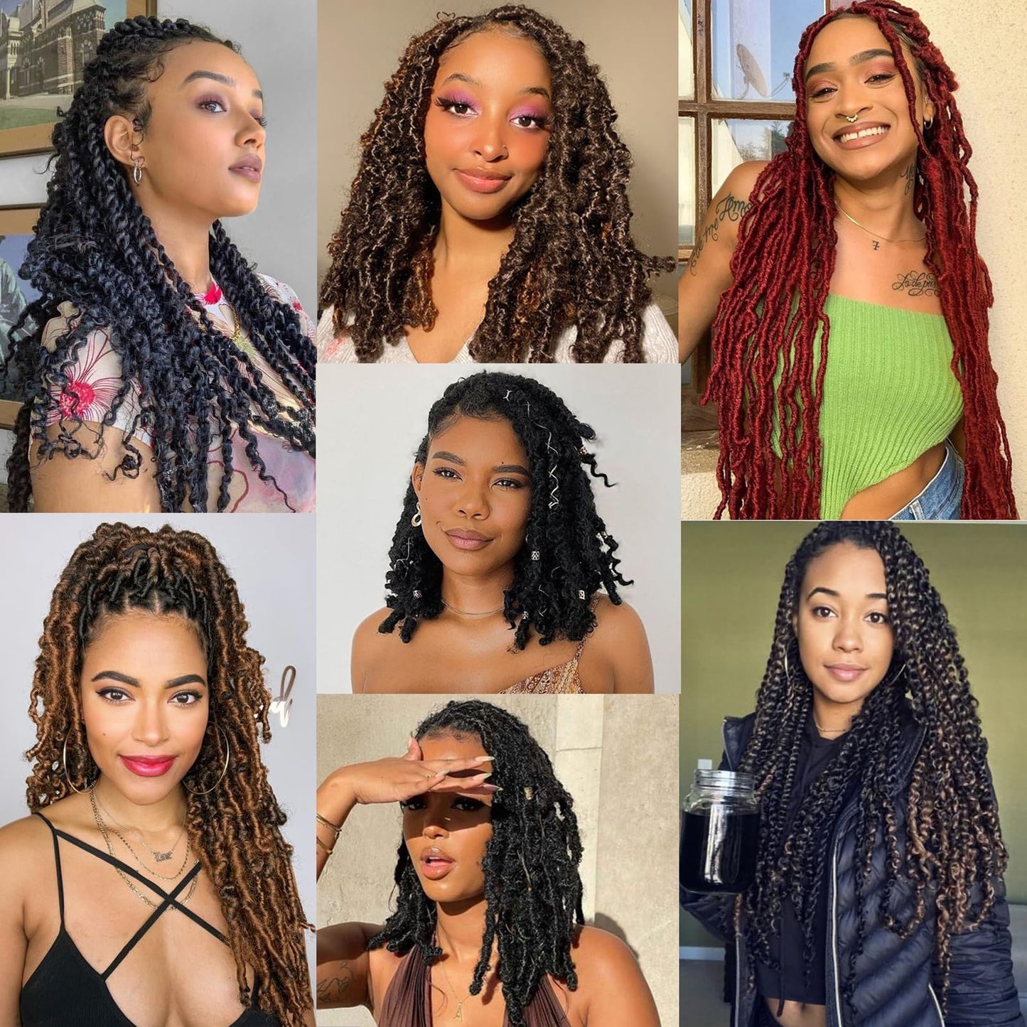 Springy Afro Twist Hair 24 Inch Marley Twist Braiding Hair 8 Packs Pre-Separated Kinky Braiding Hair Women Brown Afro Spring Twist Hair Long Marley Hair Wrapping Hair for Soft Locs