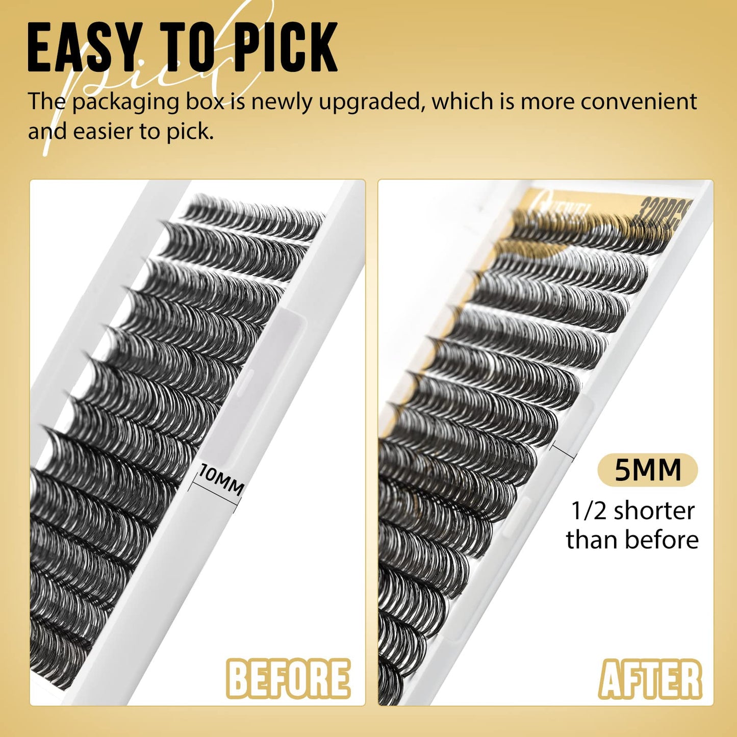 QUEWEL Lash Clusters 320Pcs Cluster Lashes 40D+50D C Curl Lash Clusters Mix9-16mm Individual Eyelashes Clusters Wispy DIY Eyelash Extension Thin Band Soft to Use at Home (40D+50D C Mix9-16)