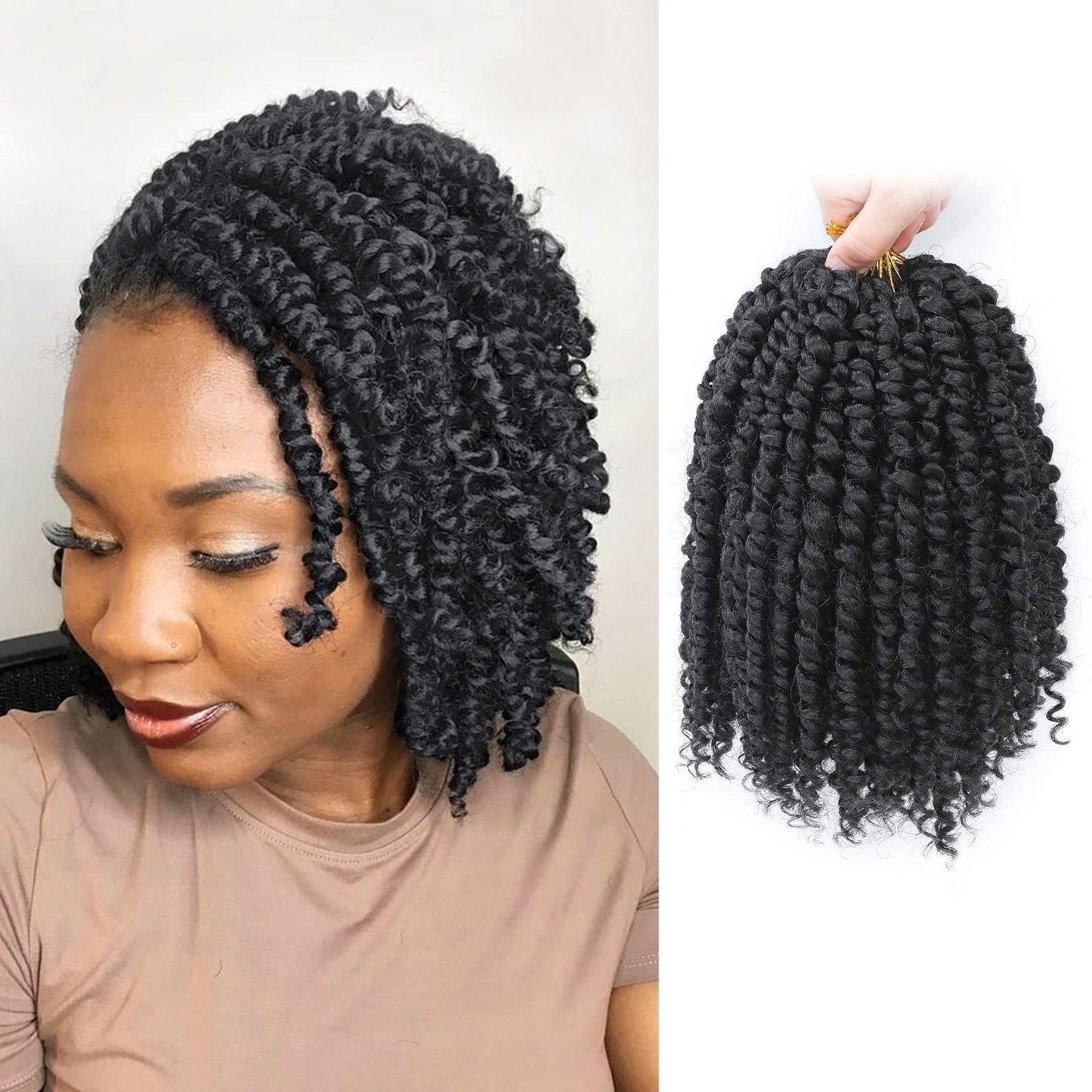 Fulcrum Passion Twist Hair 8 Inch, 8 Packs Passion Twist Crochet Hair for Black Women, Prelooped Crochet Twist Hair with Curly Ends (8Inch, 2#)