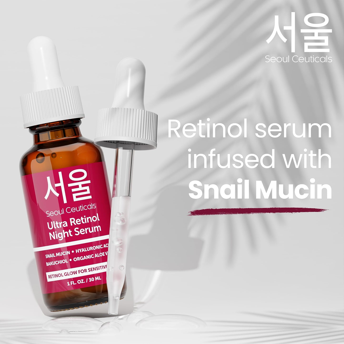 SeoulCeuticals Retinol Serum + Vitamin C Serum + Snail Cream - Korean Anti Aging Skincare Set