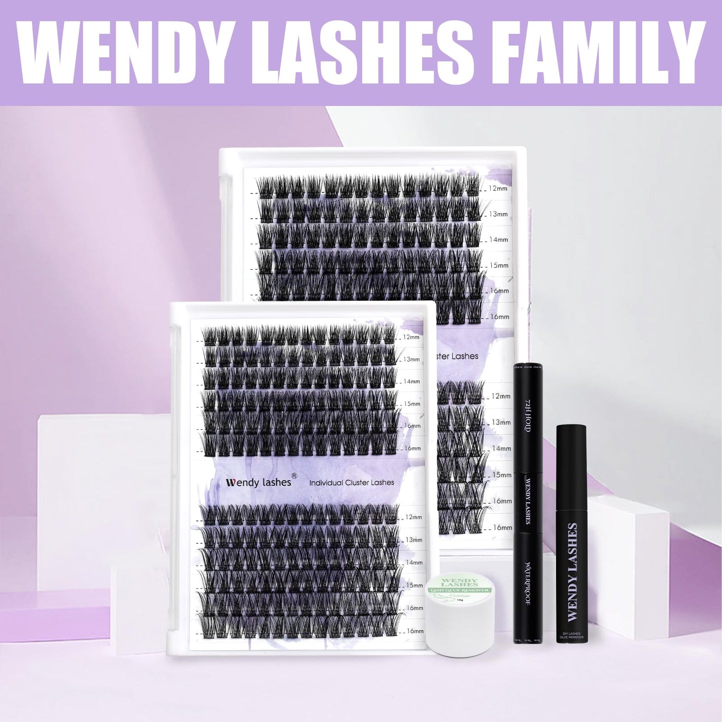 WENDY Lashes Clusters D Curl Lash Clusters DIY Eyelash Clusters 2 Styles 12-16mm Cluster Lashes Black Cluster Eyelash Extensions Wispy Soft Individual Lashes At Home(Fashion/Warm-0.07D,12-16mm Mixed)