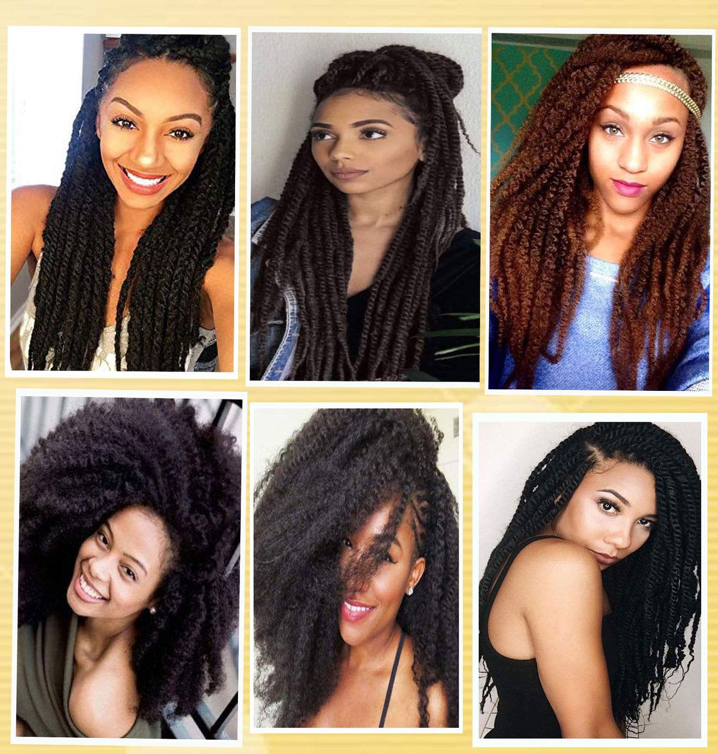 6packs Marley Hair for Twists 18 Inch Long Afro Kinky Marley Braid Hair Kanekalon Synthetic Fiber Marley Braiding Hair Extensions (18inch, T27)