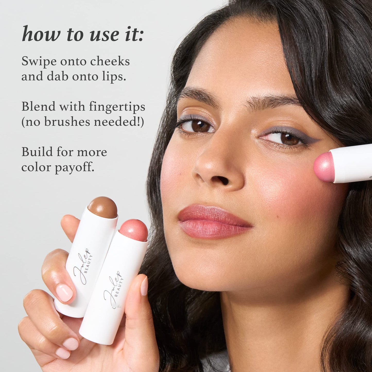 Julep Skip The Brush Cream to Powder Blush Stick - Passion Fruit - Blendable and Buildable Color - 2-in-1 Blush and Lip Makeup Stick