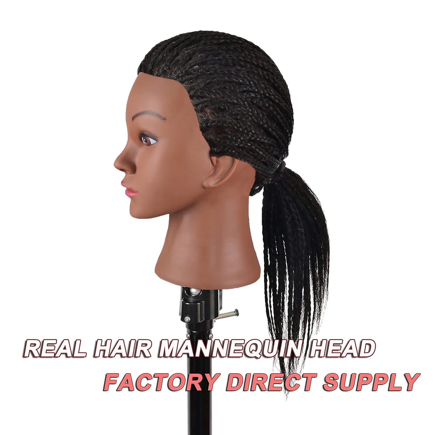 Mannequin Head with Human Hair Manikin Head with Hair 100% Real Hair Mannequin Head Doll Training Head with Free Clamp Holder