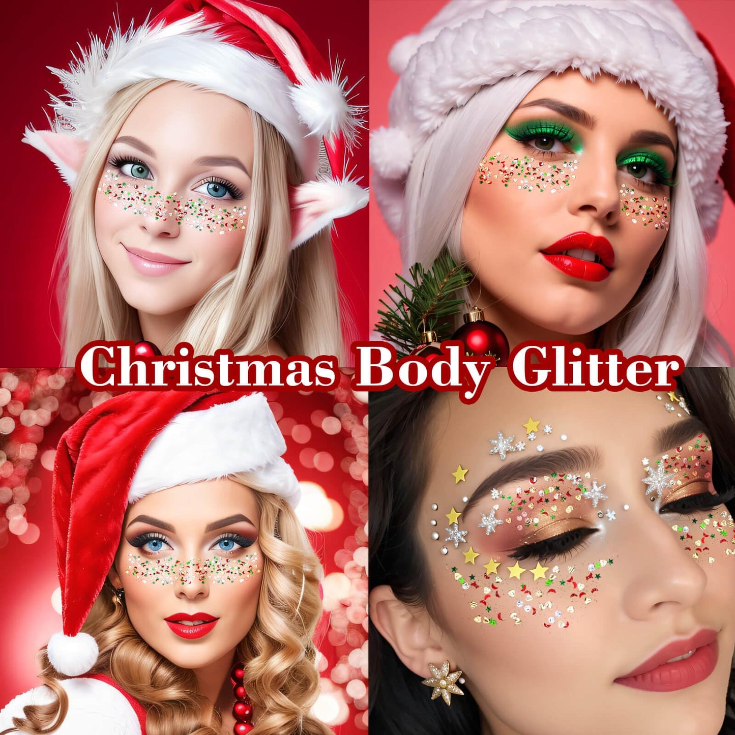 MEICOLY Christmas Body Glitter,Mermaid Face Glitter Chunky Glitter Gel,Christmas Stocking Stuffers,Sparkling Sequins Glitter Face Paint,Christmas Makeup Festival Glitter for Women and Kids,50ml