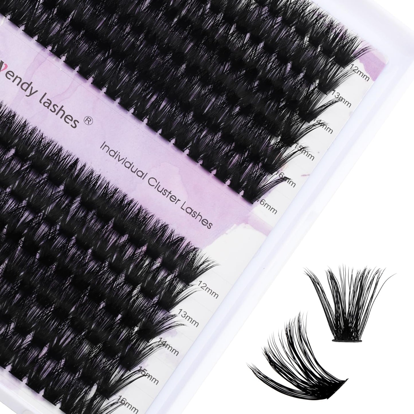 WENDY Lash Extension Kit Lash Clusters Kit D Curl 60D+80D Cluster Lashes Individual Lashes Wispy Soft Eyelash Clusters with Lash Bond and Seal Lash Applicator(60D+80D D Kit,12-16mm)