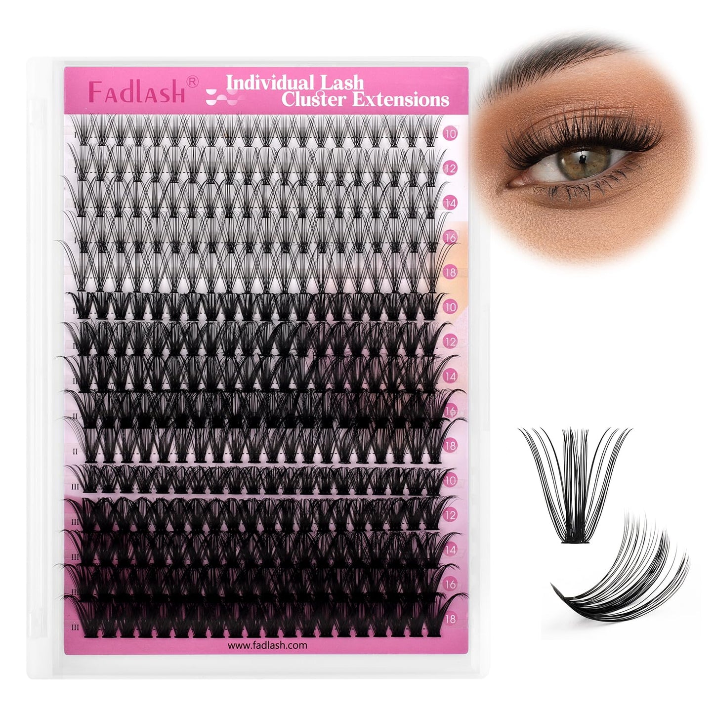 Individual Lashes 300pcs 20D+40D+50D Mixed Lash Clusters C Curl Cluster Lashes Natural Look Lash Clusters Extensions Cluster Lashes DIY Eyelash Extension Supplies (20D/40D/50D-0.07C, 10-18mm)