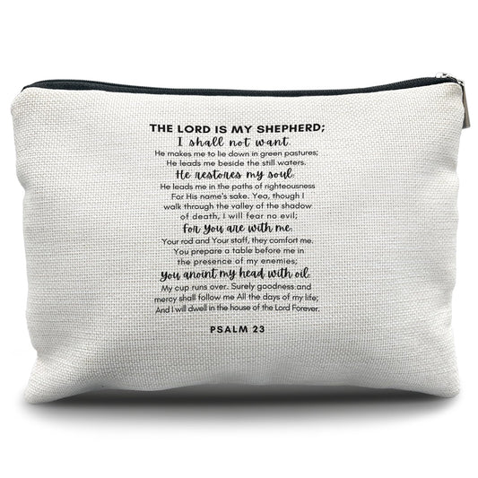 Nogrit Christian Inspirational Makeup Bag Cosmetic Bags for Women, Christian Gifts for Women Faith, Religious Bible Verse PASLM 23 Small Makeup Cosmetic Bag for Purse