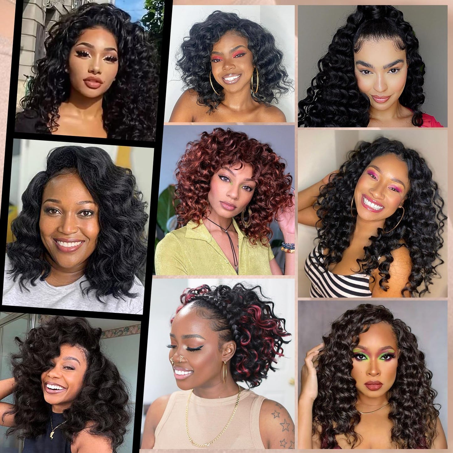 Toyotress Ocean Wave Crochet Hair - 16 Inch 8 Packs Dark Brown Ocean Wave Braiding Hair, Beach Curl Deep Twist Water Wave Short Curly Synthetic Hair Extensions (16 Inch, 2-8P)