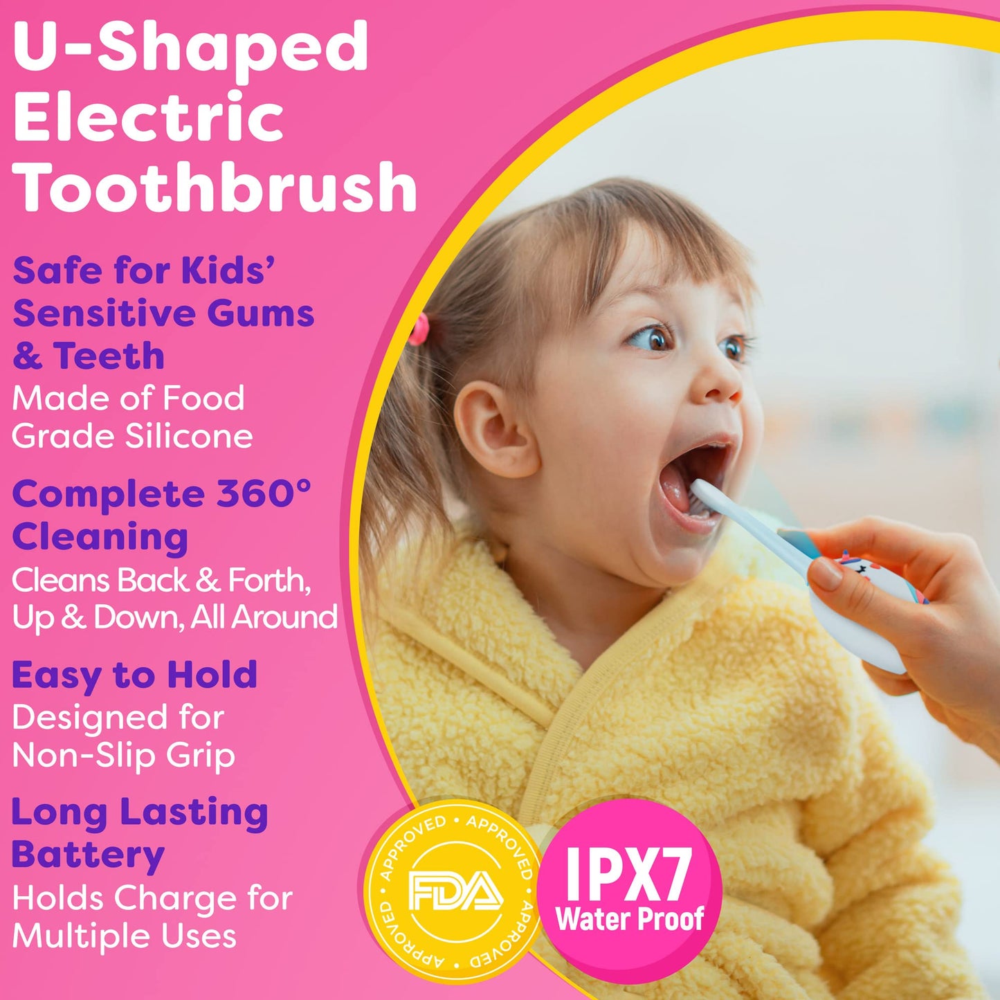 Trueocity Kids Toothbrushes U Shape (Unicorn + Dinosaur)