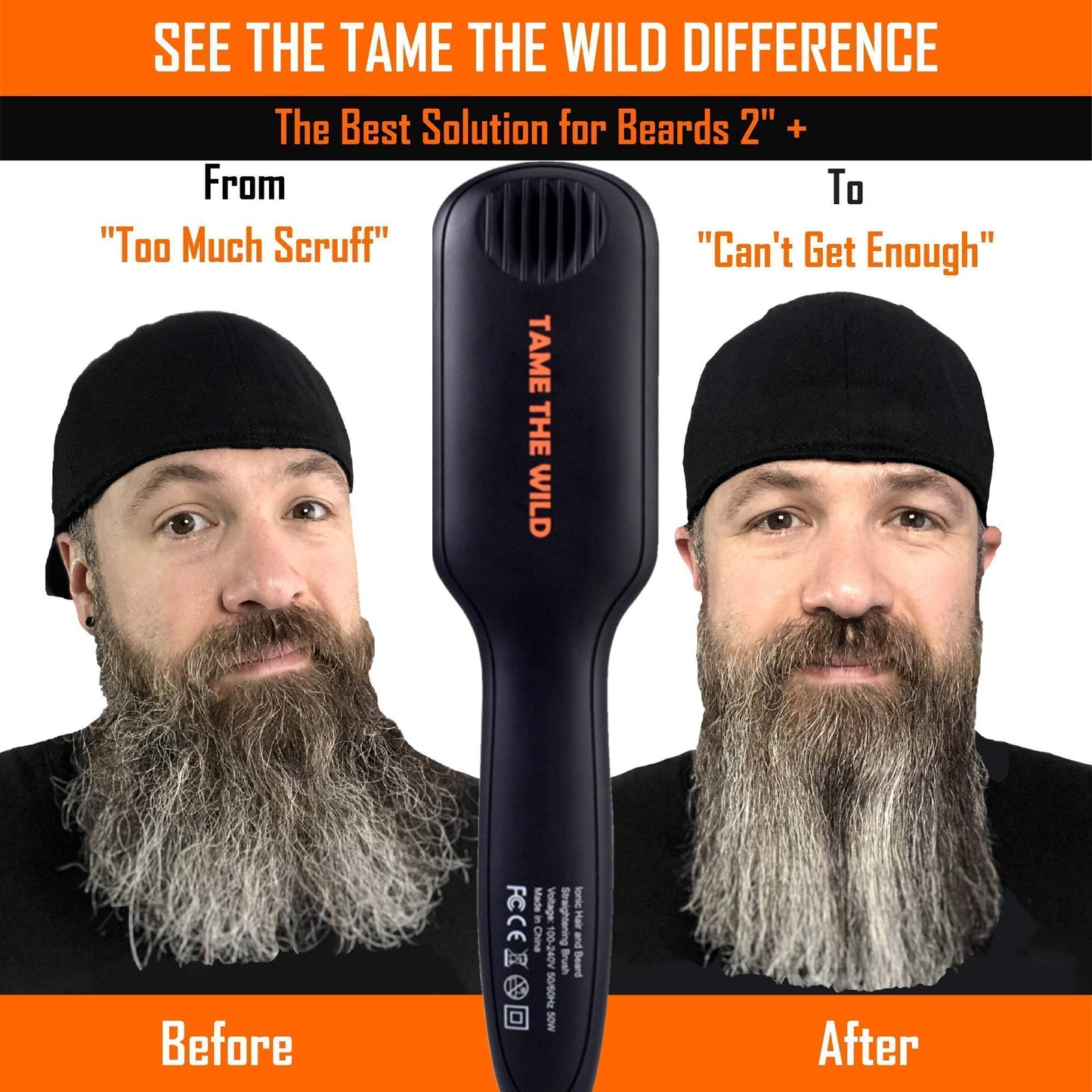 Tame's Elite Beard Straightener Brush and Tame's Beard Armor Heat Protector Spray - Bundle and Save