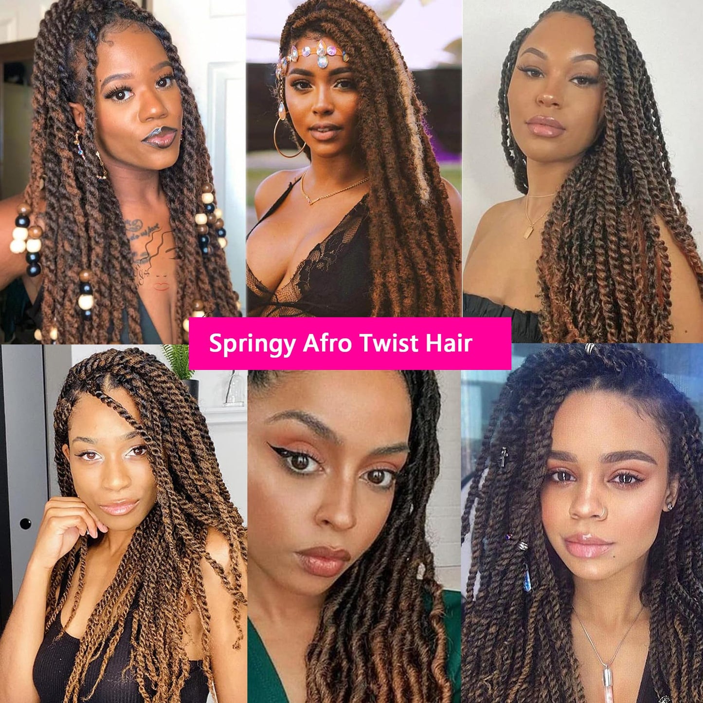 24 Inch 6Packs, Springy Afro Twist Hair Pre Fluffed Spring Twist Hair Pre Stretched Wrapping Hair for Soft Locs Hair Extensions (24 Inch (Pack of 6) (1b/27, 24 Inch (Pack of 6))