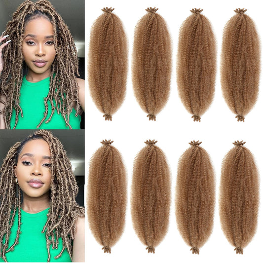 18 Inch 8 Packs Marley Twist Braiding Hair Color 27, Afro Twist Hair Cuban Twist Hair Springy Twist Hair Pre Separated Synthetic Spring Afro Twist Hair for Soft Locs Crochet Hair Pre Fluffed