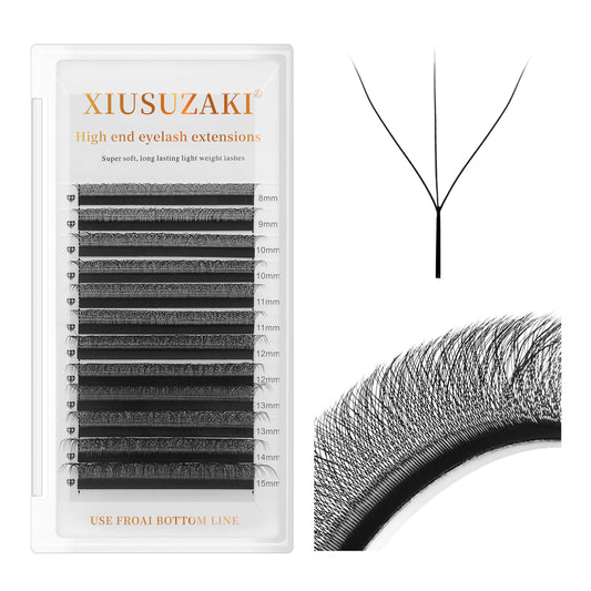 Lash Extensions 3D Eyelash Extensions W Lashes 0.07mm Thickness D Curl Lashes Mix 8-15mm Soft Lash Trays Pestañas Pelo a Pelo Natural Matte Black False Eyelashes Individual Lashes(W-3D-0.07-D,8-15mm)