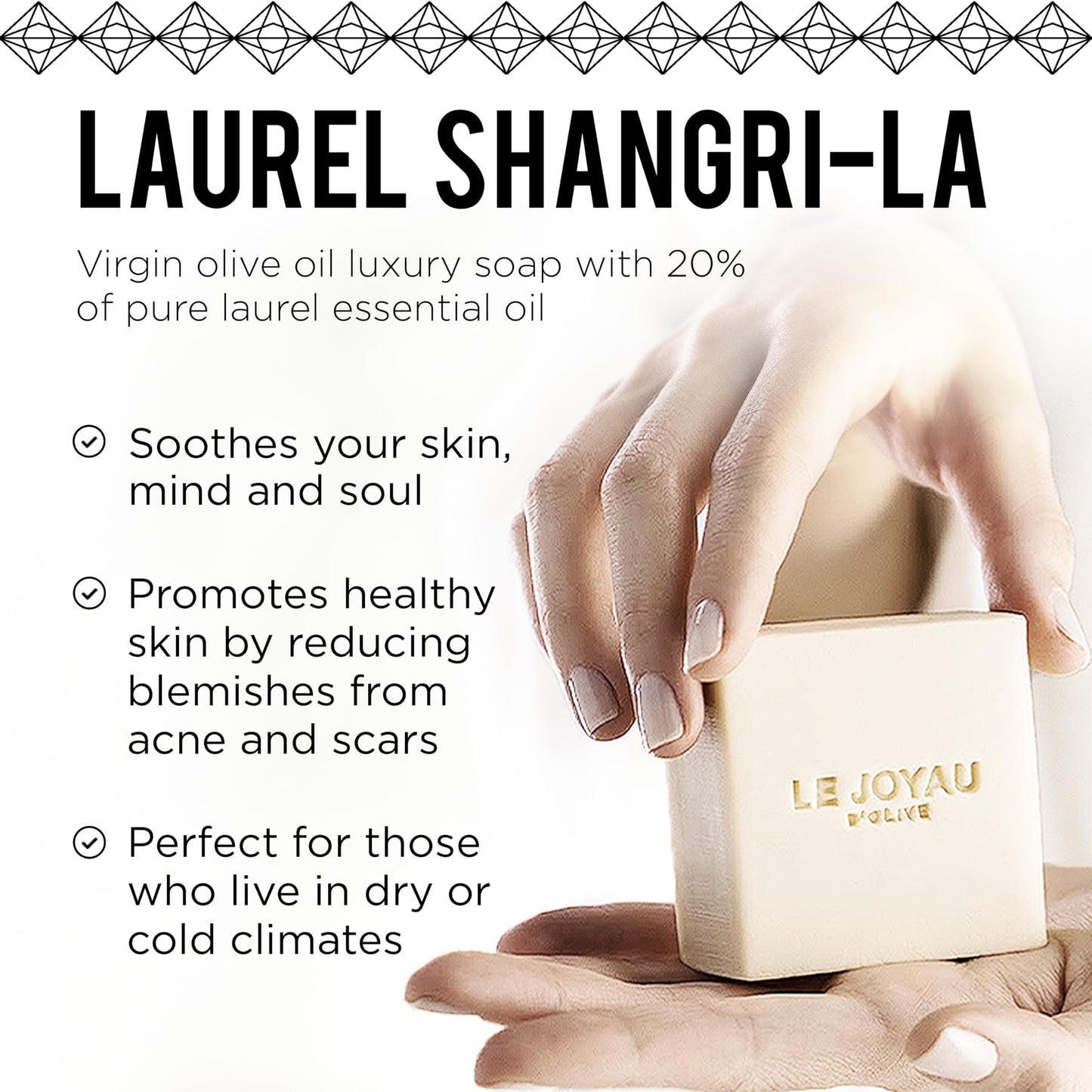 LJO Chemical-Free Soap | Handmade with Only 4 All-Natural Ingredients | No Perfumes | Enriched with Essential Oils Laurel Shangri-La | Great as a Gift | For Men & Women | All Skin Types | Pack of 1