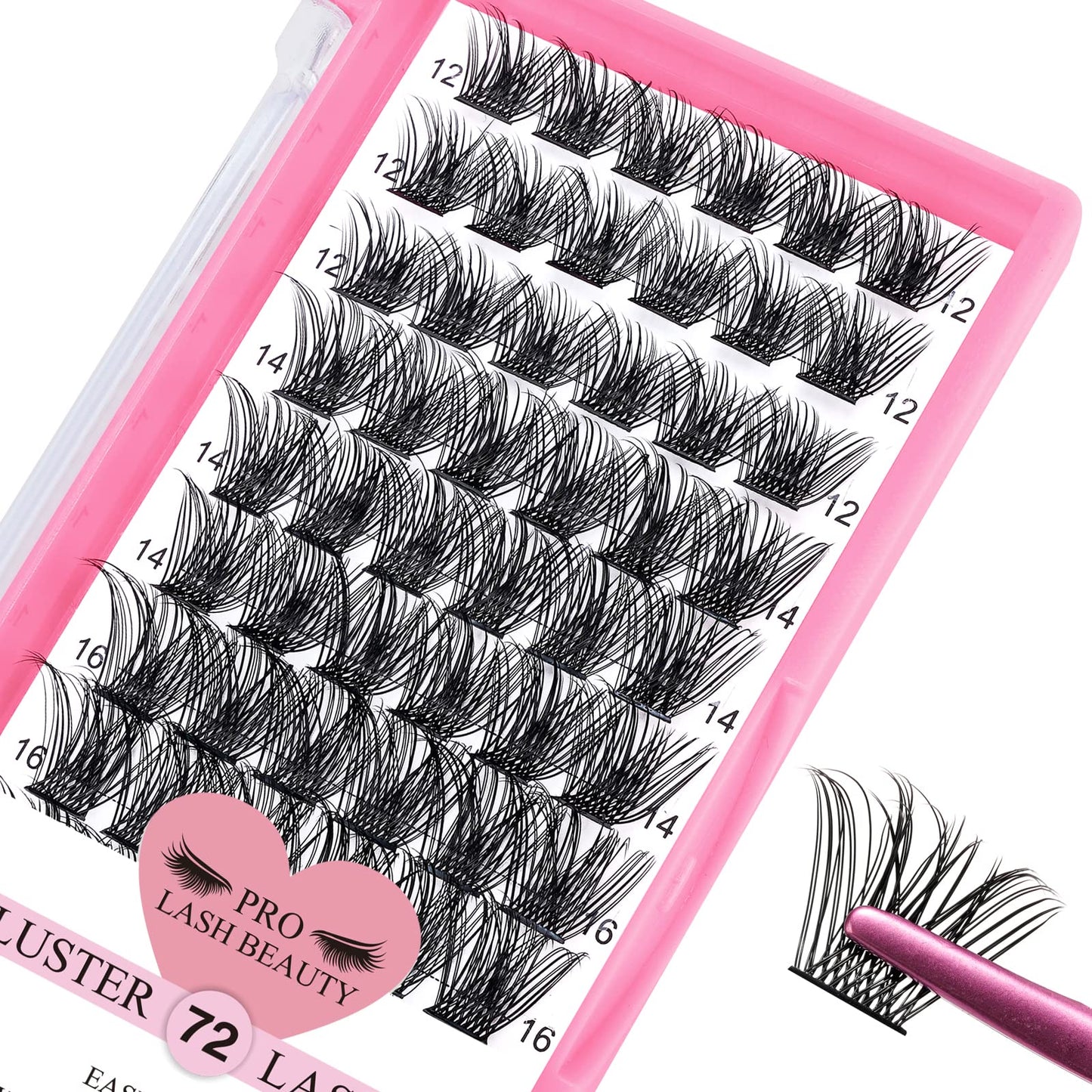 Lash Clusters, 72 Pcs Individual 12-18mix Cluster Lashes DIY Lash Extension Eyelash Clusters Volume Wispy Lashes Super Thin Band Reusable Soft & Comfortable(Volume-D-12-18 mix)