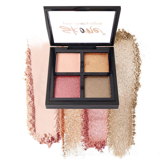 Skone Pink Champagne Eyeshadow Quad - Smokey Eye Makeup, Shimmery Shades of Champagne, Powder Form, Female Targeted, 20g