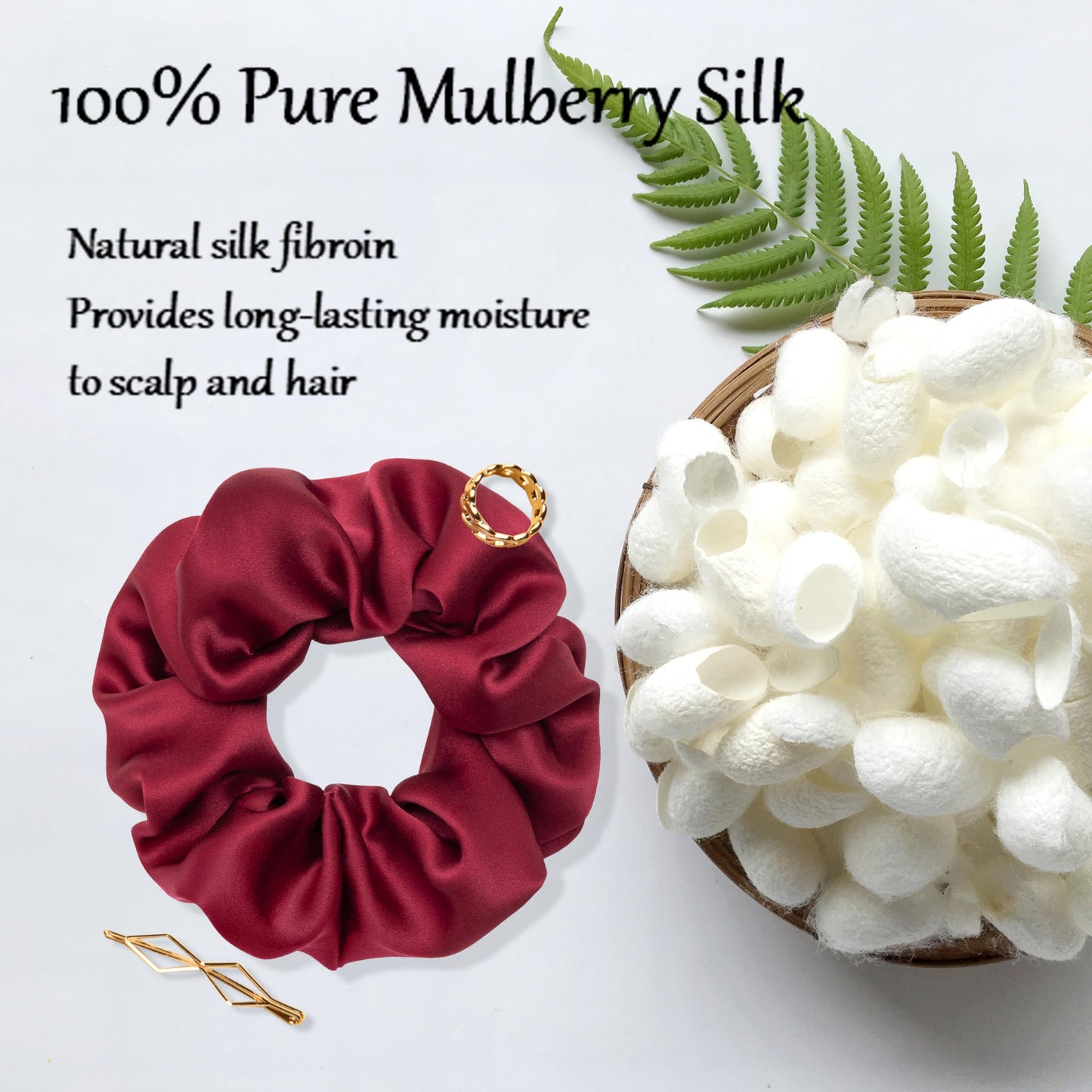 MurierSilk Silk Hair Scrunchies 100% Pure Mulberry Silk Hair Tie for Women Grils, Silk Elastic Ponytail Holder Hair Accessories, Silk Hair Wrap Prevents Hair From Frizz And Breakage (Red)