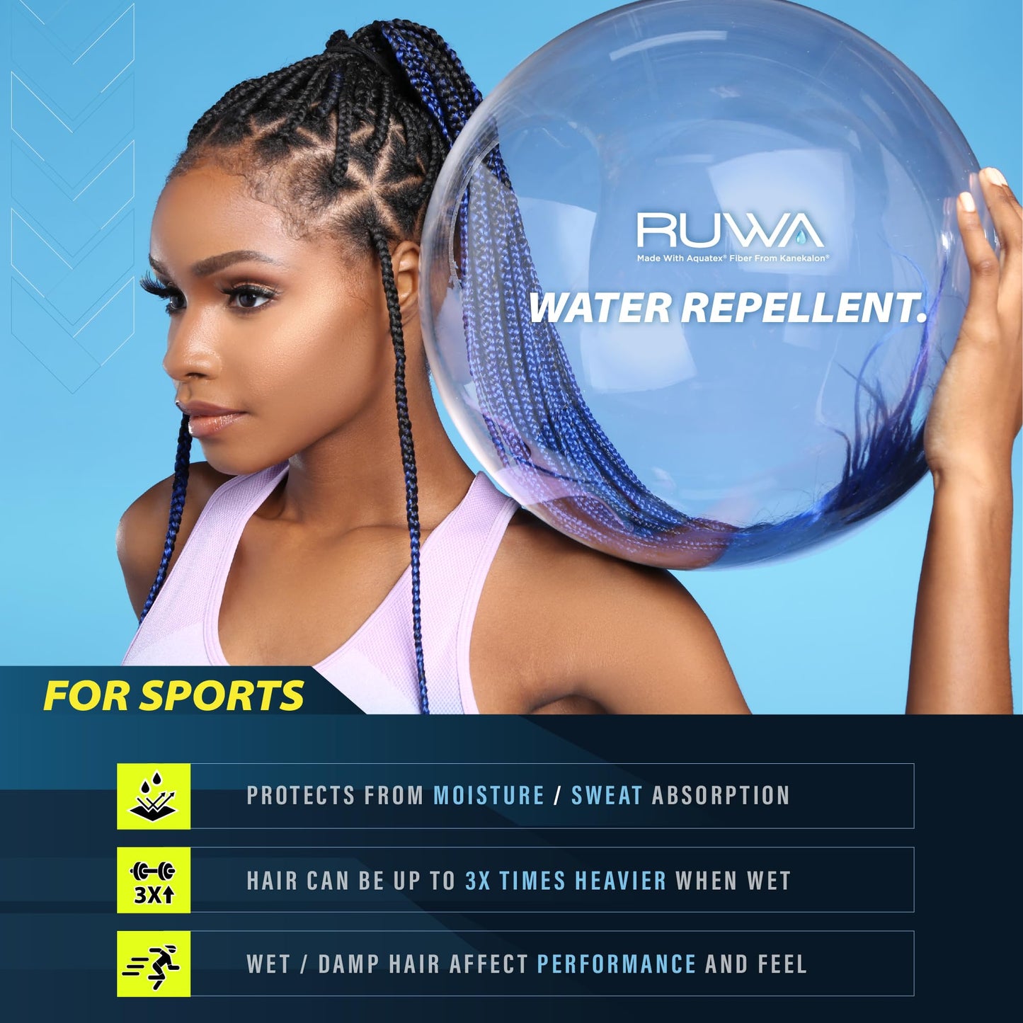 Sensationnel Ruwa prestretched braiding hair - 3x ruwa 48 inch 24 folded water repellent kanekalon fiber fast dry sports braid - 3x Ruwa 24 inch (5 pack, 350 COPPERred)