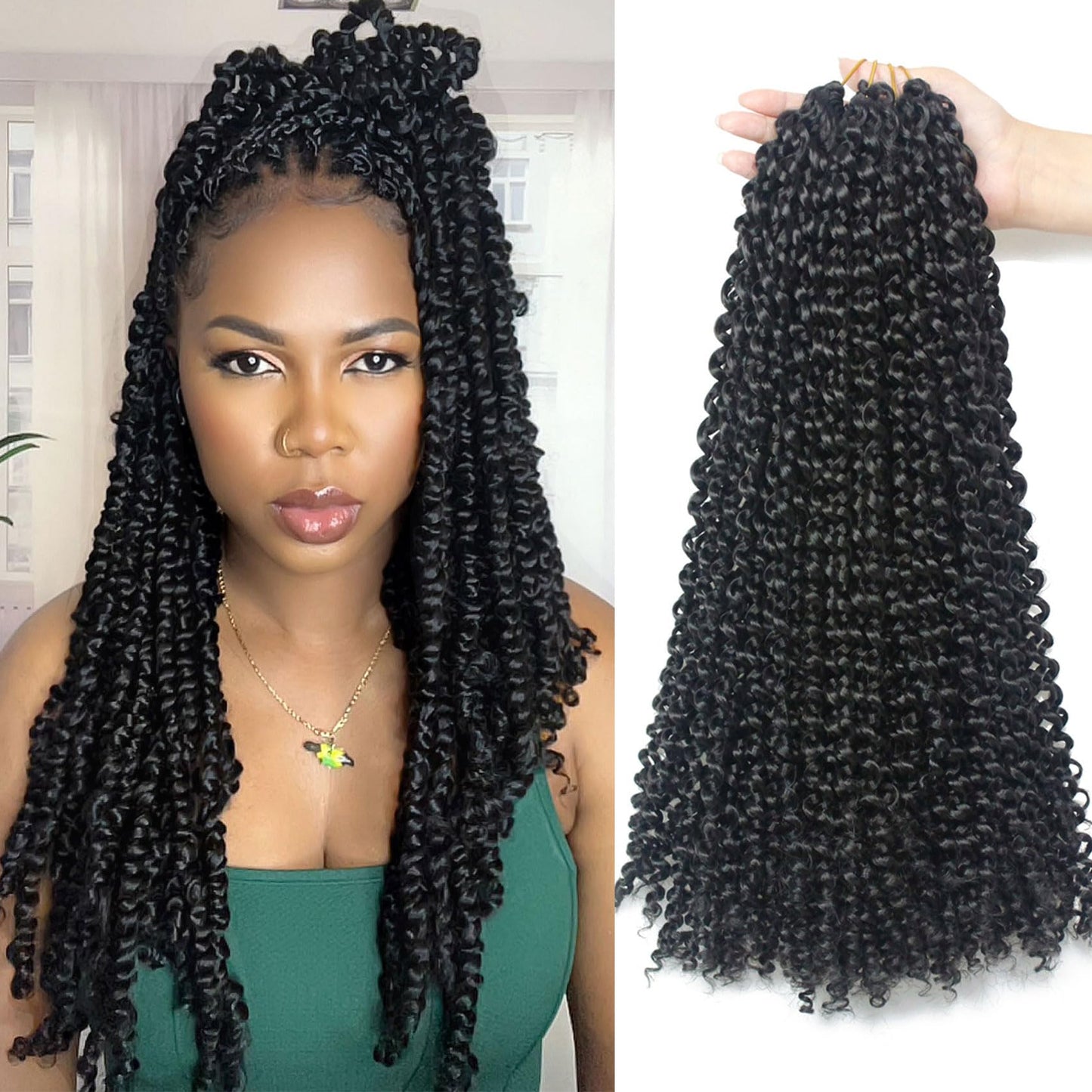 Passion Twist Hair 18 Inch Water Wave Crochet Hair for Women Curly Bohemian Braiding Hair Extensions Crochet Braids 6 Packs 2