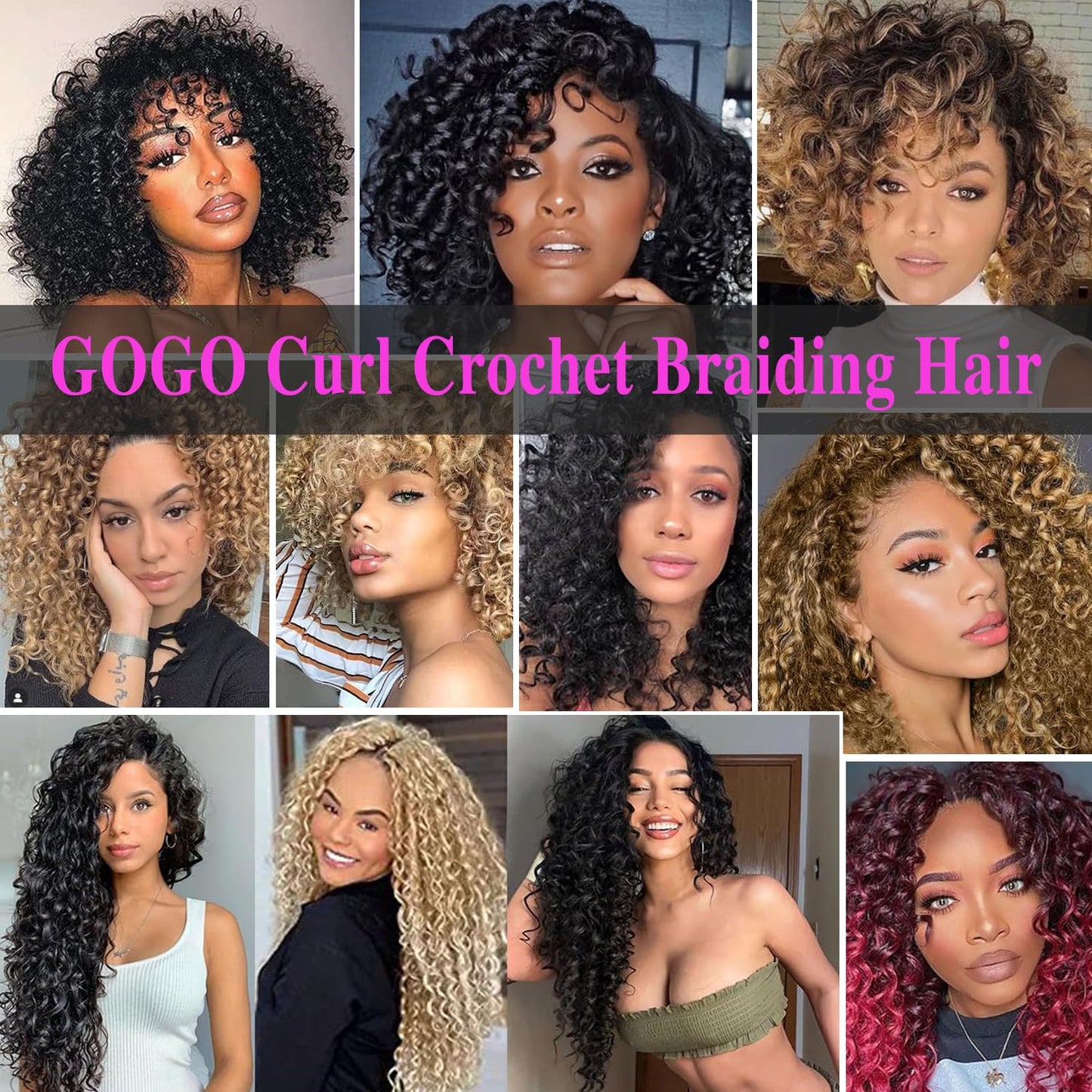 Gogo Curl Crochet Hair 10 Inch 8 Packs Curly Crochet Hair for Black Women Pre-Looped Deep Wave Crochet Hair Natural Water Wave Curly Beach Curl Crochet Hair Curly Braiding Hair Extensions(1B/30/27)