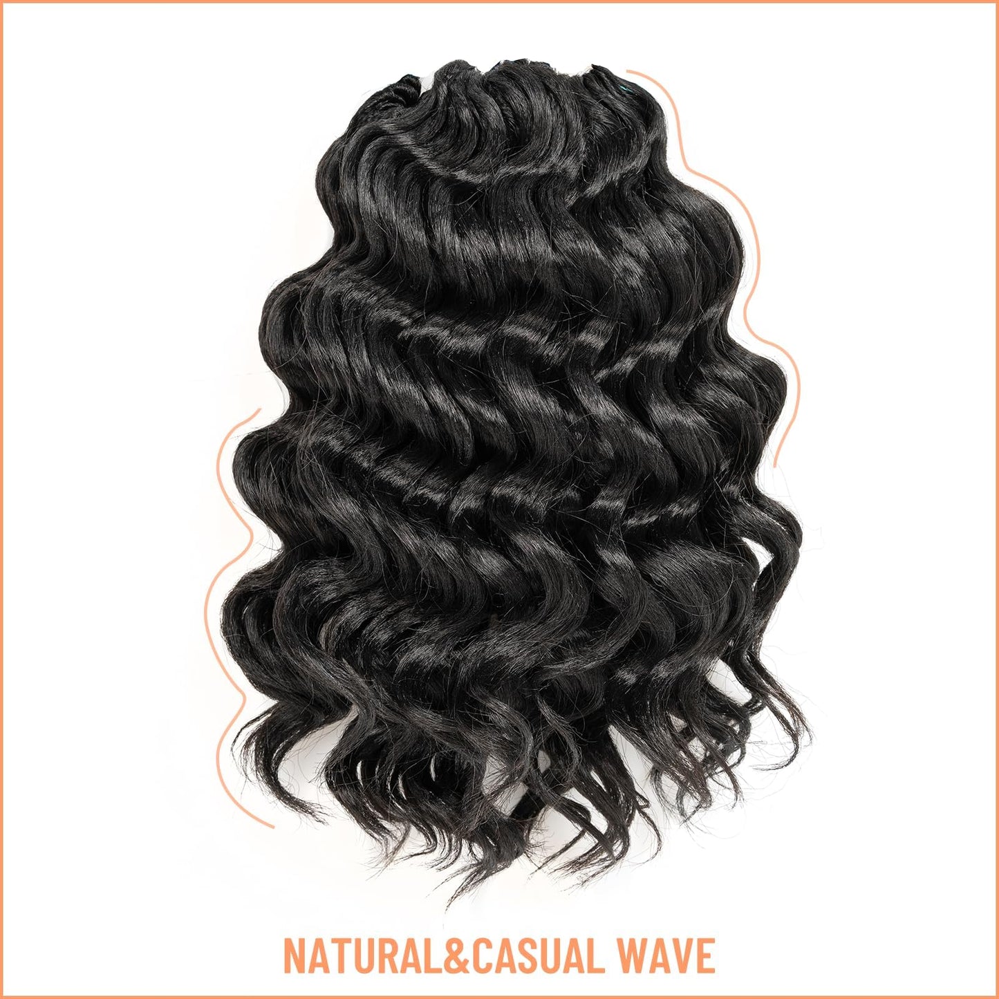 Toyotress Ocean Wave Crochet Hair - 16 Inch 8 Packs Dark Brown Ocean Wave Braiding Hair, Beach Curl Deep Twist Water Wave Short Curly Synthetic Hair Extensions (16 Inch, 2-8P)