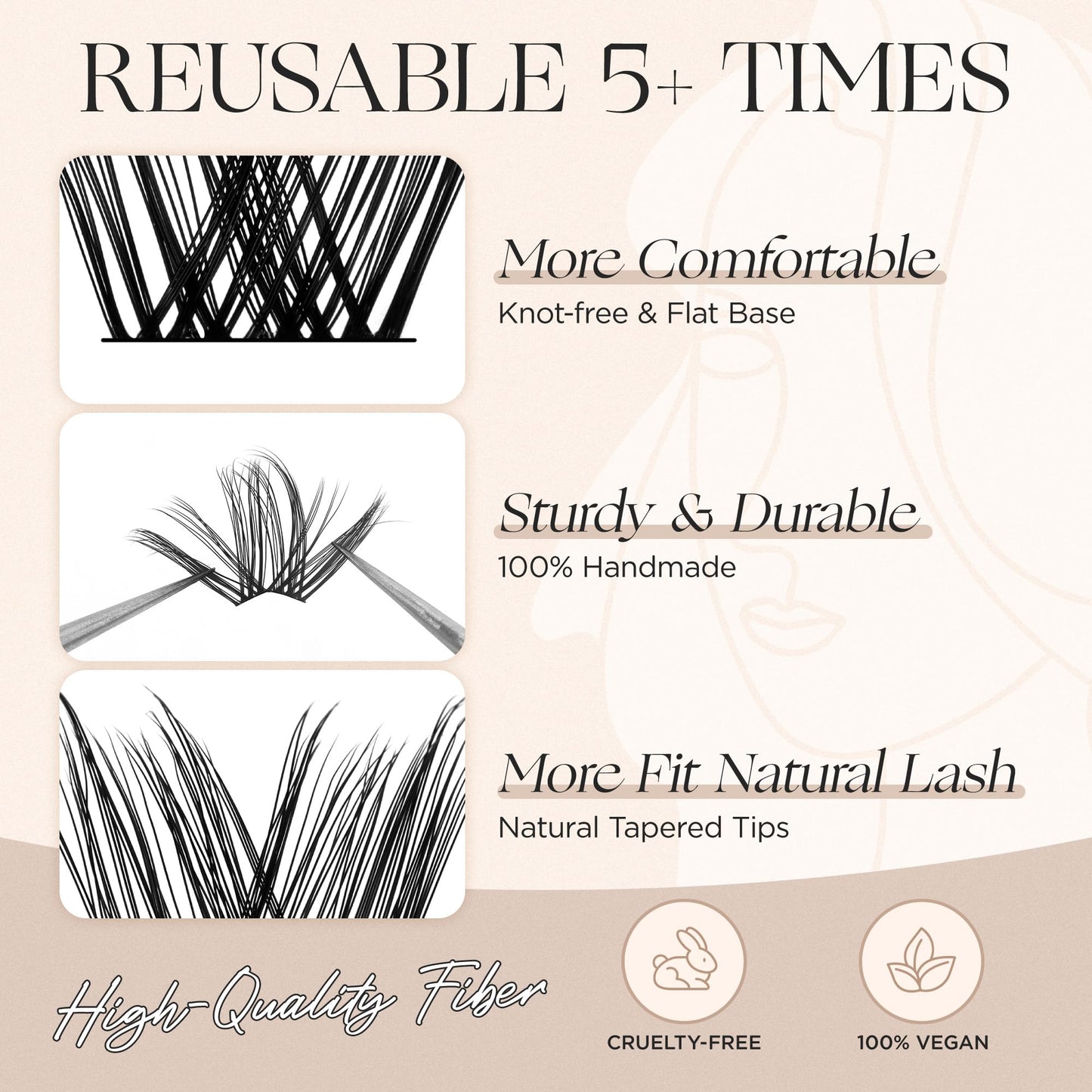 LASHVIEW Cluster Lashes DIY Cluster Eyelash Extensions Mega Volume Reusable Individual Lashes Cluster Volume Look Super Thin Band & Soft(C162,D-mix)