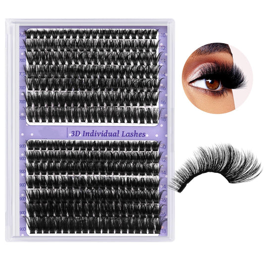 Lash Clusters 3D Thick Eyelash Clusters 280pcs Cluster Eyelash Extensions 10-18mm 100D Wispy Individual Lashes Volume Lash Clusters DIY Lash Extensions at Home (100D-MIX10-18mm)