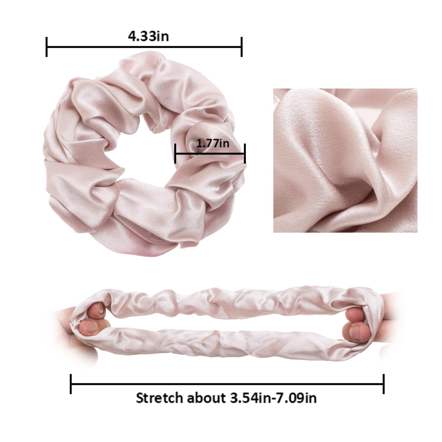 MurierSilk Silk Hair Scrunchies 100% Pure Mulberry Silk Hair Tie for Women Grils, Silk Elastic Ponytail Holder Hair Accessories, Silk Hair Wrap Prevents Hair From Frizz And Breakage Large 4pcs