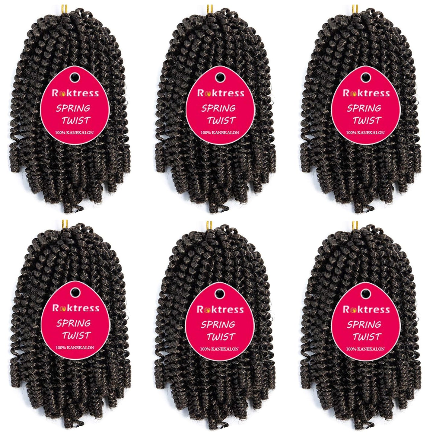 6 Pack Spring Twist Crochet Braiding Hair 8 Inch Bomb Twist Crochet Braids Ombre Colors Low Temperature Kanekalon Synthetic Fluffy Hair Extensions 15 Strands 55g/Pack (8inches, M1B-27)