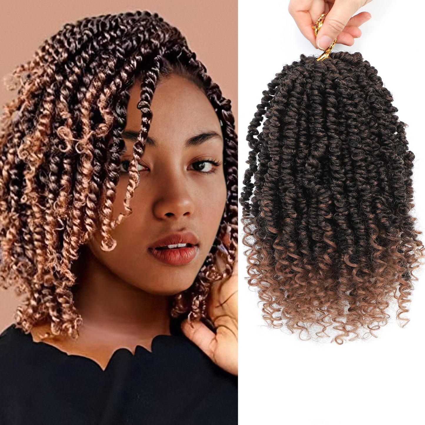 Passion Twist Crochet Hair,Passion Twist Hair 8 Inch,8 Packs Pre-twisted Passion Twist Hair,Short Passion Twist Crochet Braids,Pre Looped Crochet Hair for Black Women(T30)