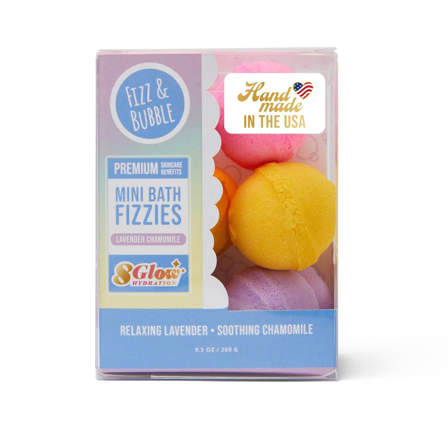 Fizz and Bubble, Mini Bath Fizzies, 9.5oz (12-pack) - Scented Bath Bombs, Moisturizing for Dry Skin, Soothing, Relaxing, Handmade Gift Ideas for Her (Lavender Chamomile)