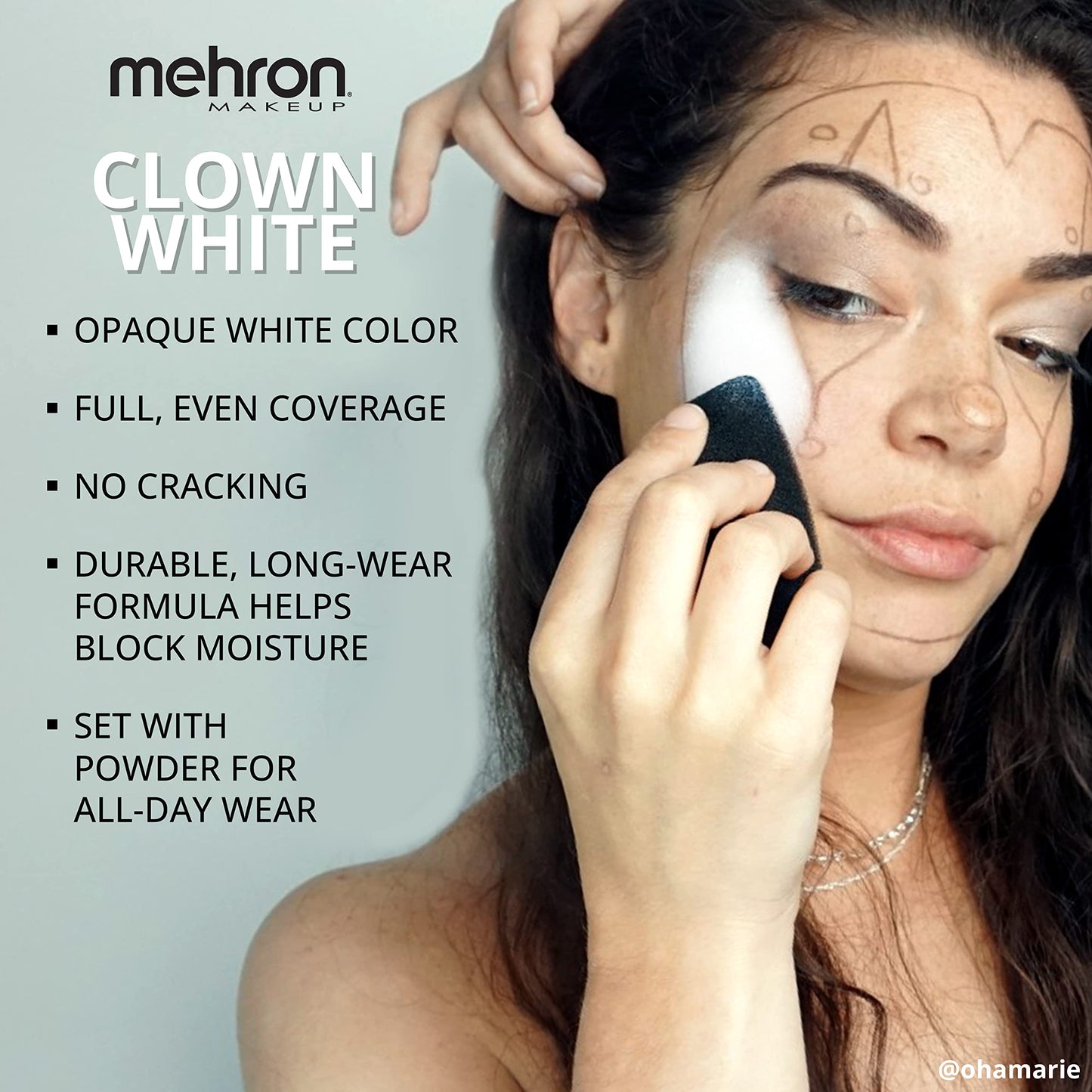 Mehron Makeup Clown White Professional Face Paint Cream Makeup | White Face Paint Makeup for Stage, Film, Cosplay, & Mime | Halloween Clown Makeup 16 oz (453g)