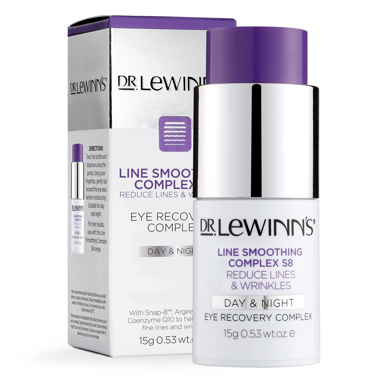 Dr. Lewinn's | Line Smoothing Complex S8 | Eye Recovery Complex | Reduce Lines & Wrinkles | Reduce Expression Lines | Target Dark Circles | 15g