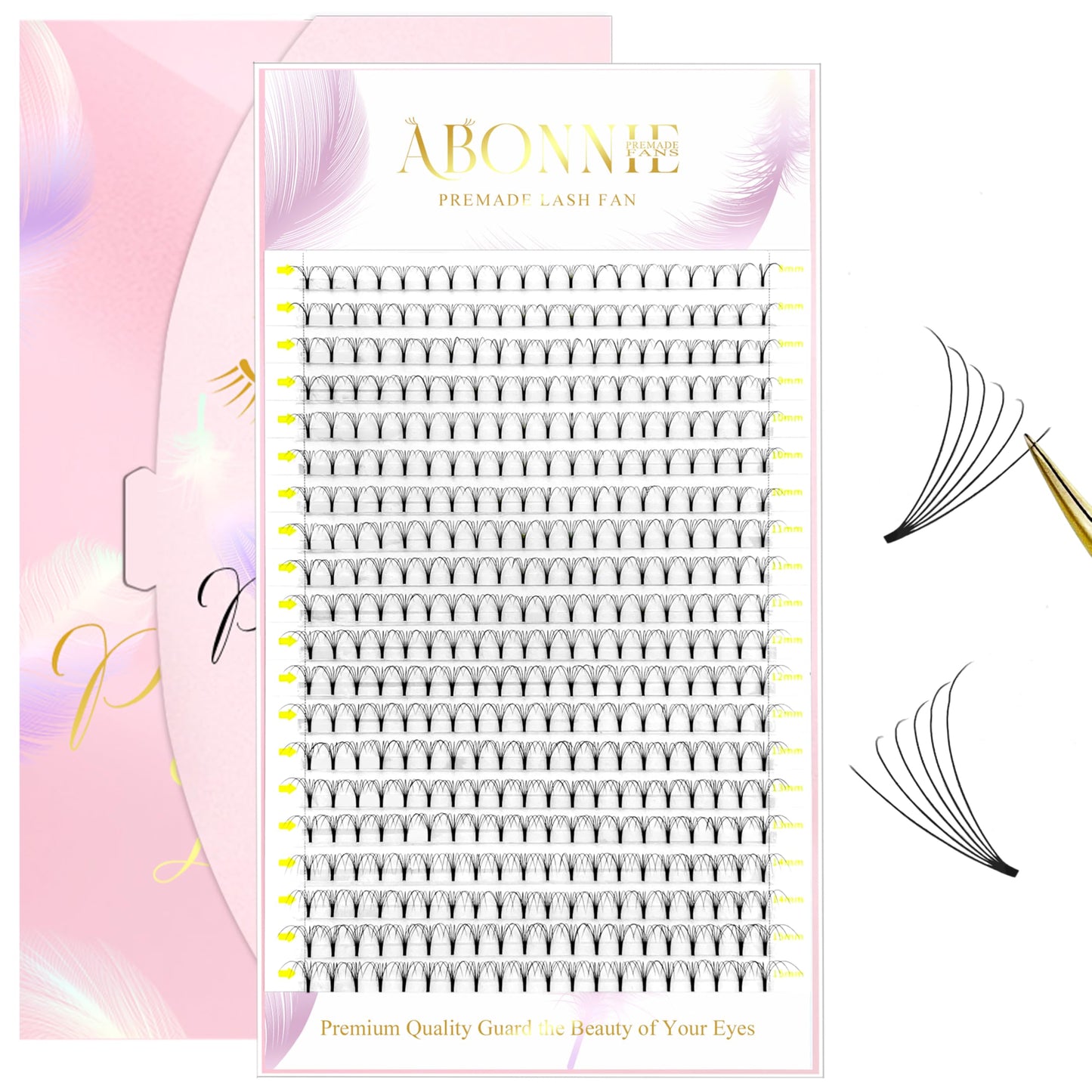 ABONNIE Premade Fans Eyelash Extensions, 400 Fans 6D 8-15 mm Mix Promades Eyelash Fans,0.07 Thickness D Curl Premade Lash Fans, Handmade Premade Fans Volume Lash Extensions (Short Stem 6D 0.07-D 8-15)