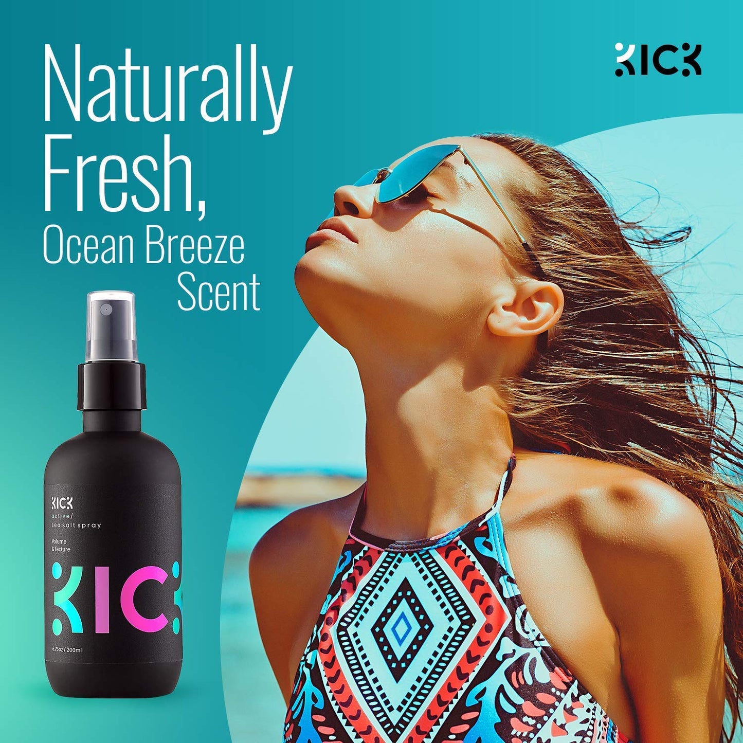 Kick Shampoo +Conditioner +Sea Salt Spray-Style Essentials Bundle High Performance Anti-Dandruff Cleansing/Conditioning for Thinning Hair, Natural Texturizing Spray for Volume-For Men & Women