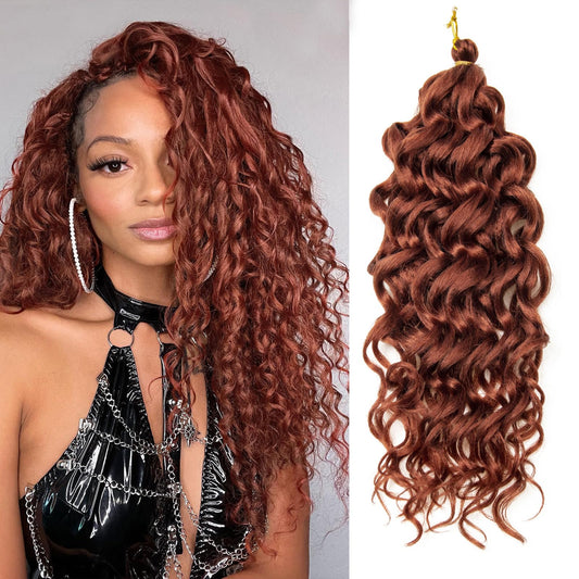 Curly Crochet Hair For Black Women Ocean Wave Crochet Hair Hawaii Deep Wave Braiding Hair Synthetic Bohemian Crochet Braid Water Wave Crochet hair Extensions(Pack of 2, 350#)