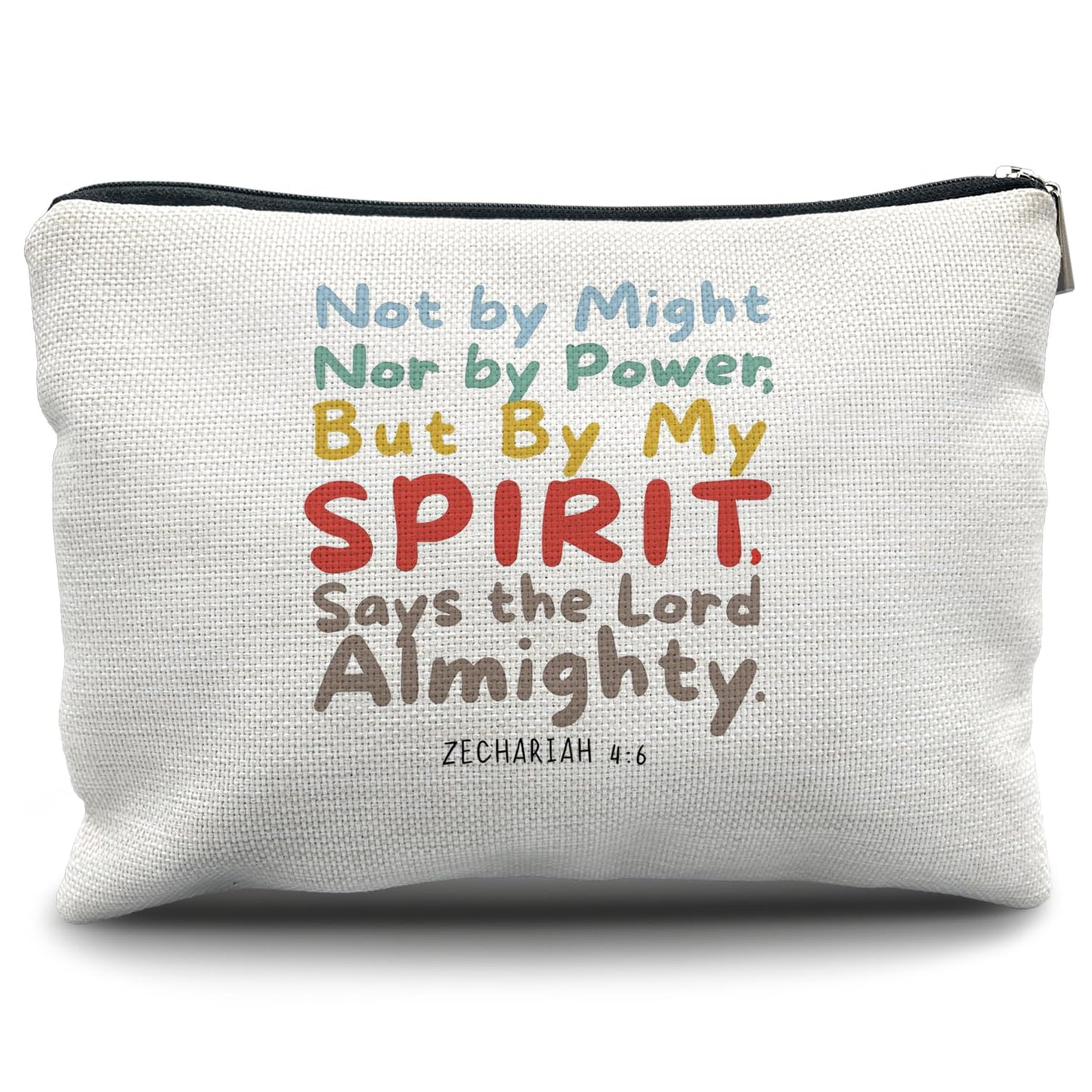 Nogrit Christian Inspirational Makeup Bag Cosmetic Bags for Women, Christian Gifts for Women Faith, Religious Bible Verse Small Makeup Cosmetic Bag for Purse, Zechariah 4:6