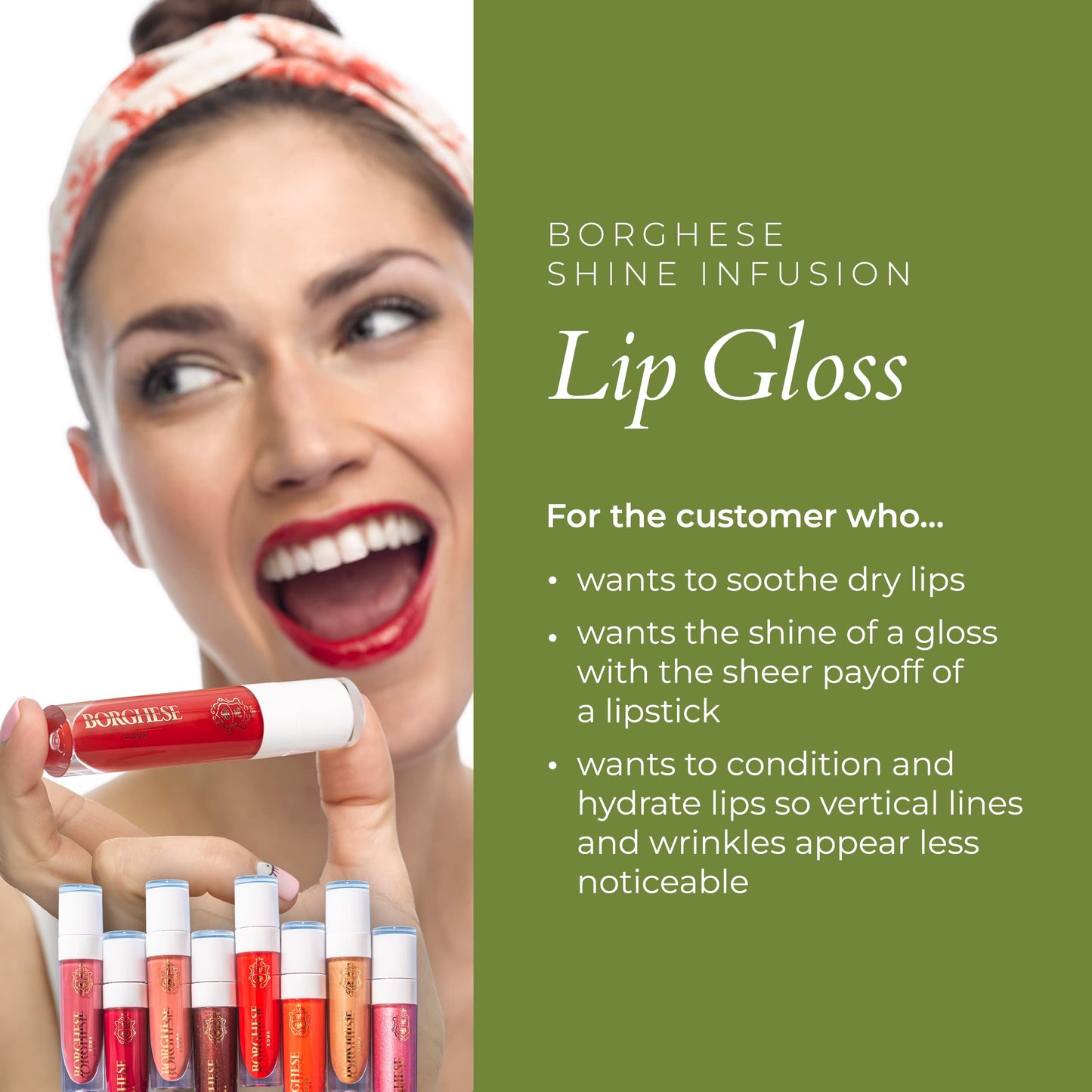 Borghese Shine Infusion Nude Lip Gloss, Long Lasting - Sweet Talk Gloss Shade, 0.08 Fl Oz