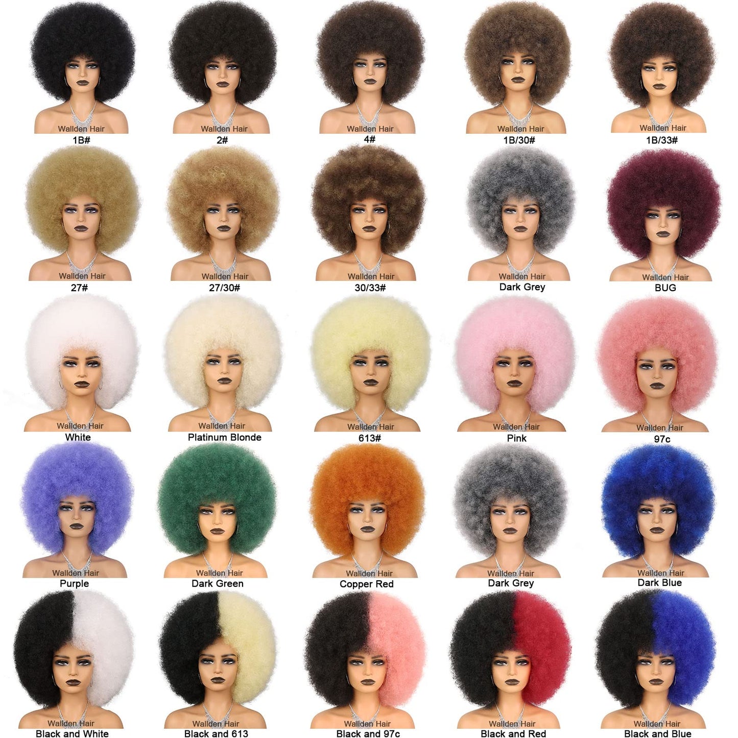 Wallden Hair Afro wigs for Black Women Glueless Wear and Go Wig 70's Short Afro Puff Wigs Big and Fluffy Heat Resistant Synthetic Colored Wig for Cosplay Costume Halloween Use (30/33)