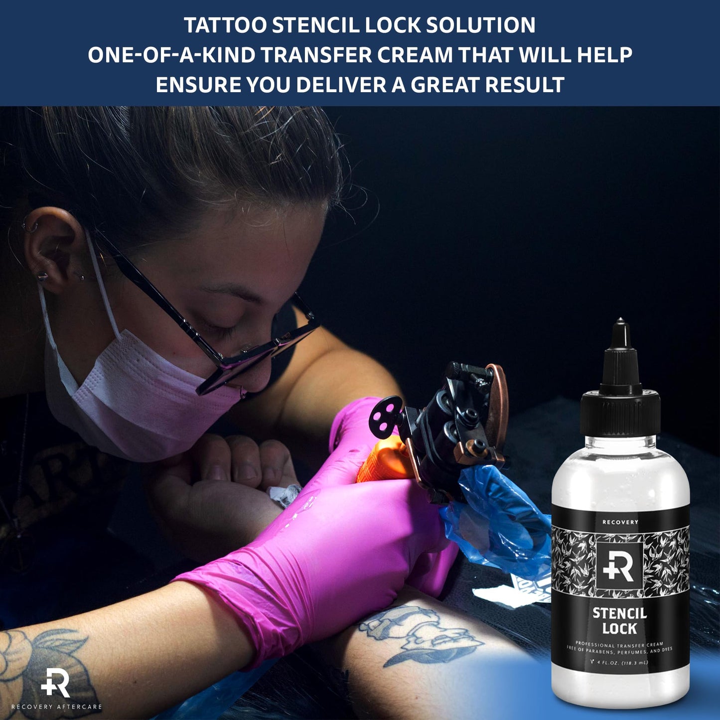 Recovery Aftercare - Stencil Lock - Enhance Tattoo Stencil Transfers for Clean & Precise Lines - Smudge-Free Cream To Help Prevent Irritation (8 oz)