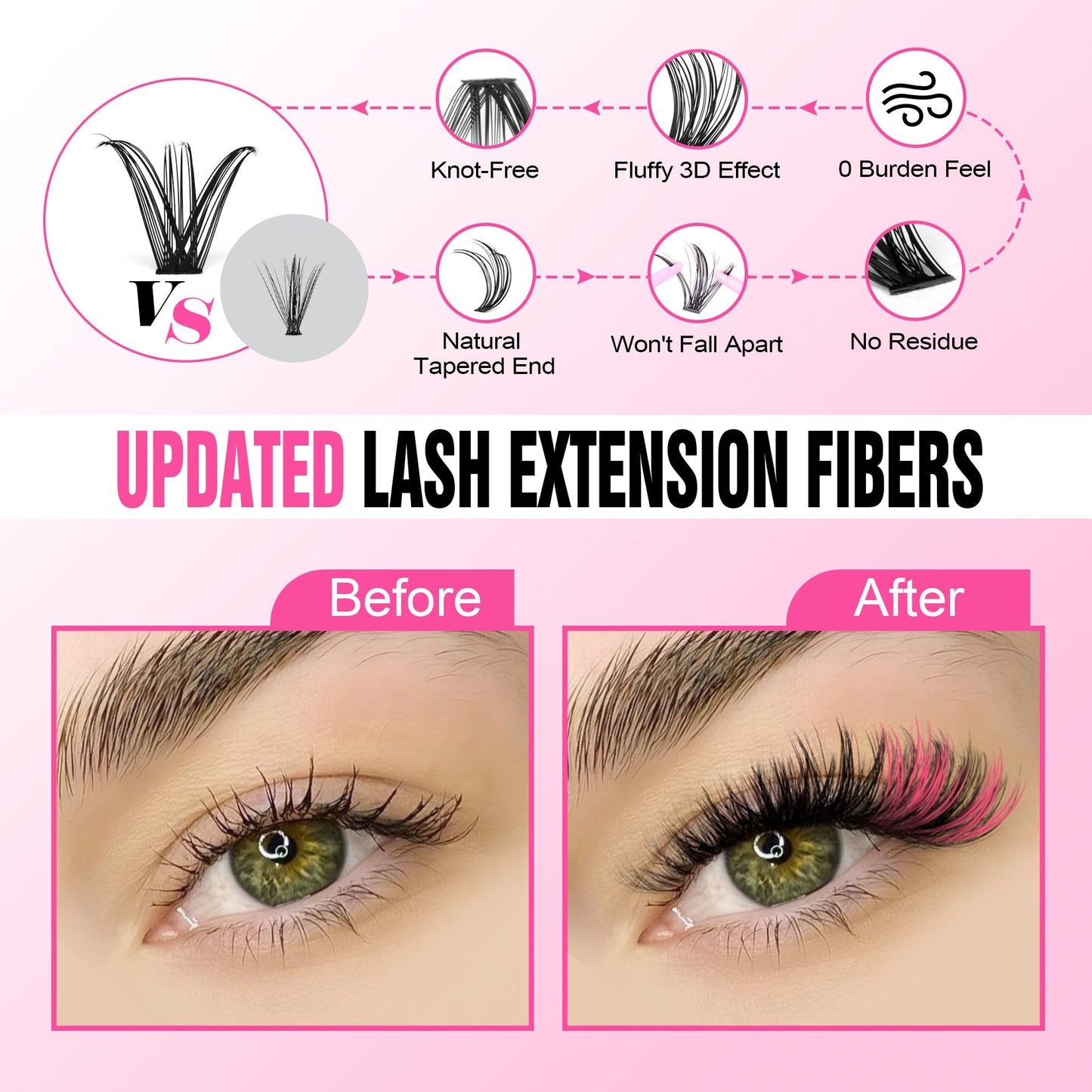 Pawotence Lash Extension Kit DIY Individual Lash Clusters Eyelash Extension Kit 9-16mm Lash Clusters Colored with Lash Bond and Seal Lash Tweezers for Self Application(40D-9-16MIX COLOR KIT)