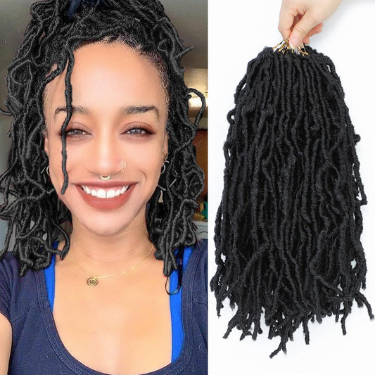 Faux Locs Crochet Hair 12 Inch 7 Packs Short Natural Black Crochet Soft Locs Pre Looped Soft Locs Crochet Hair For Kids Women Butterfly Locks Goddess Faux Loc Hair Extensions(12inch, 7 Packs, 1B)