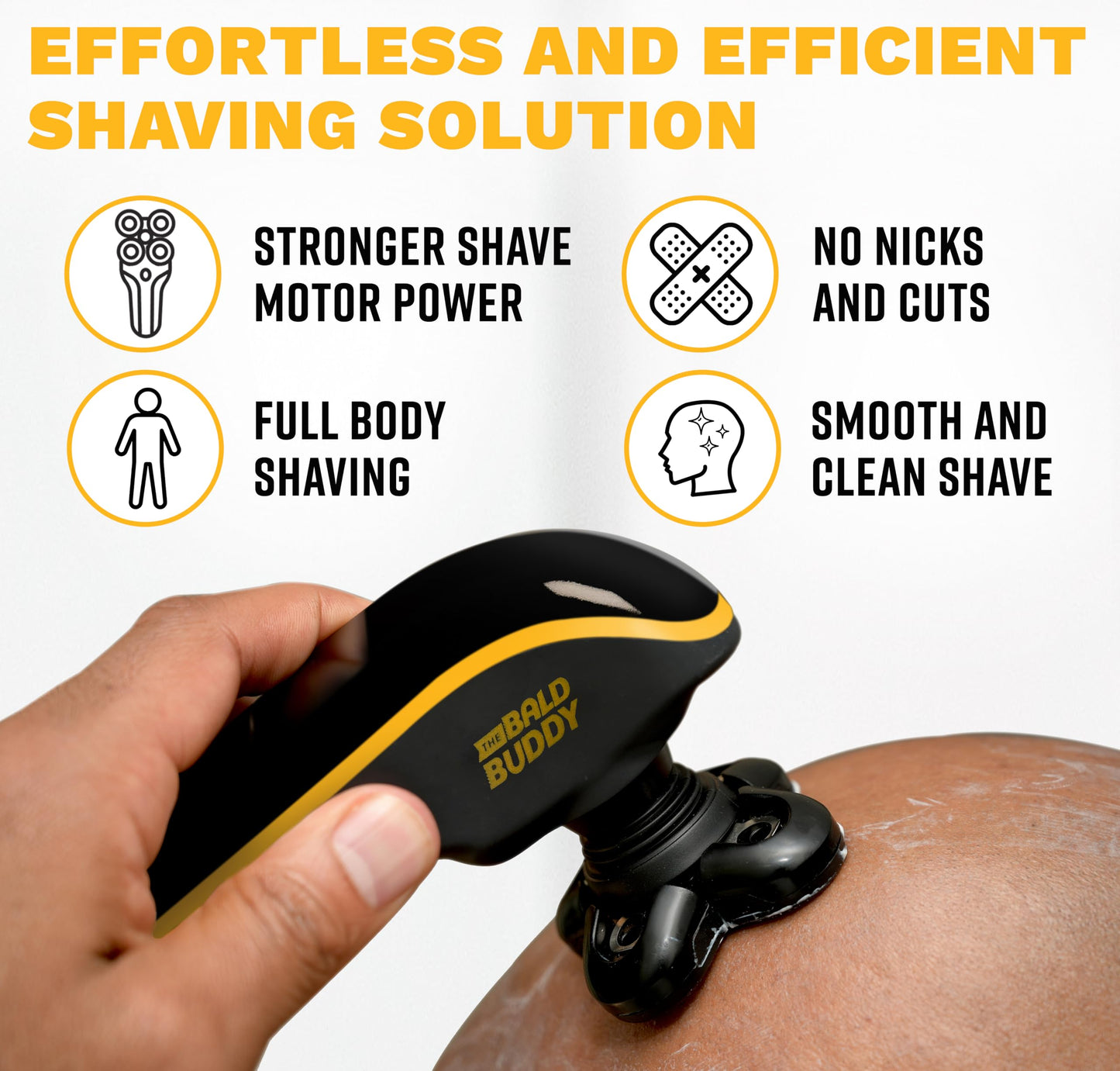 Head Shaver for Bald Men, New & Improved Bald Buddy, Gift for Men, Waterproof, Rechargeable Electric Razor, Cordless, Battery & Cleaning Indicator