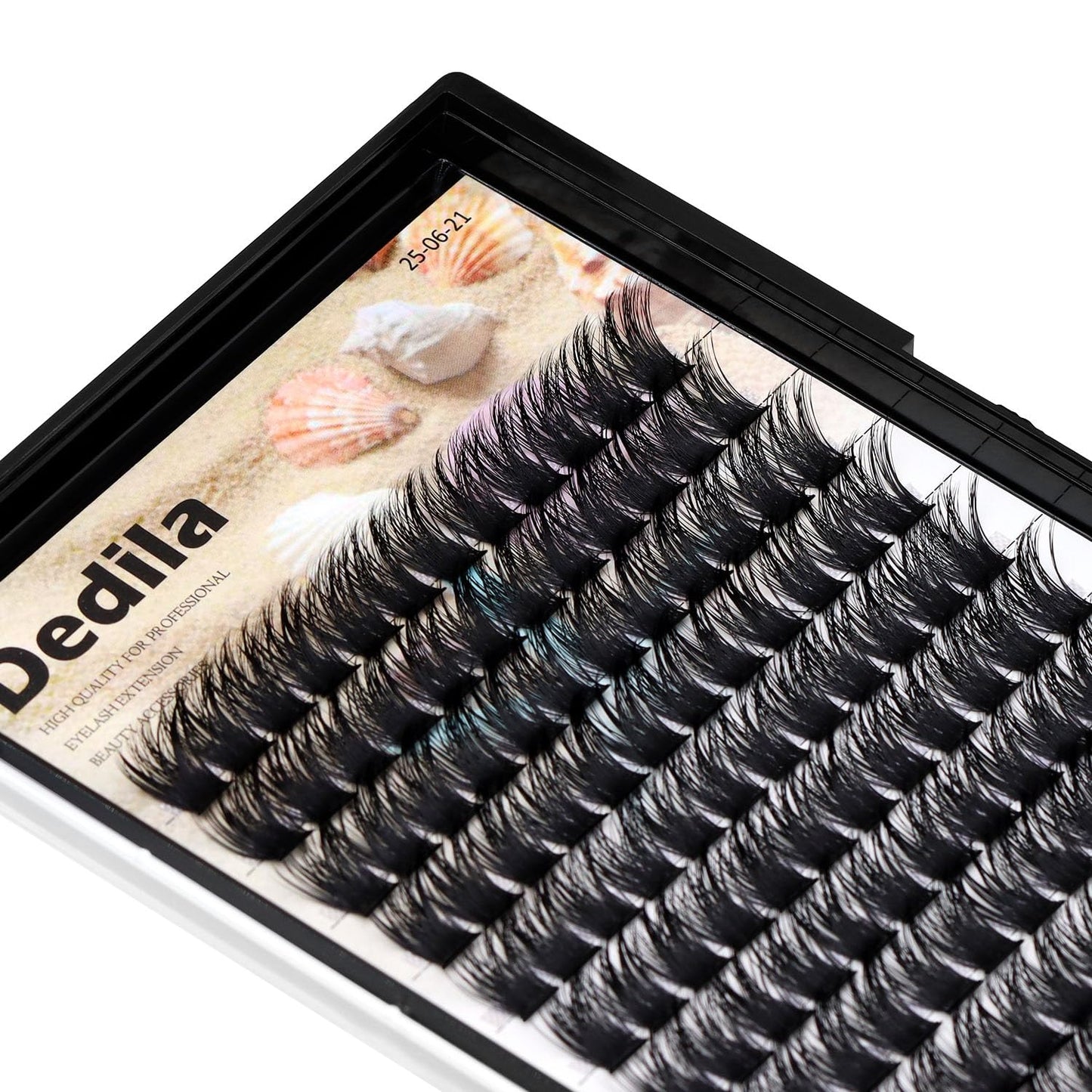 Dedila 120 Clusters Individual False Eyelashes Wide Stem D Curl Handmade Dramatic Black Soft and Light 5D Volume Eye Lashes Extensions Thick Base Women Girls Beauty Tools (16mm)