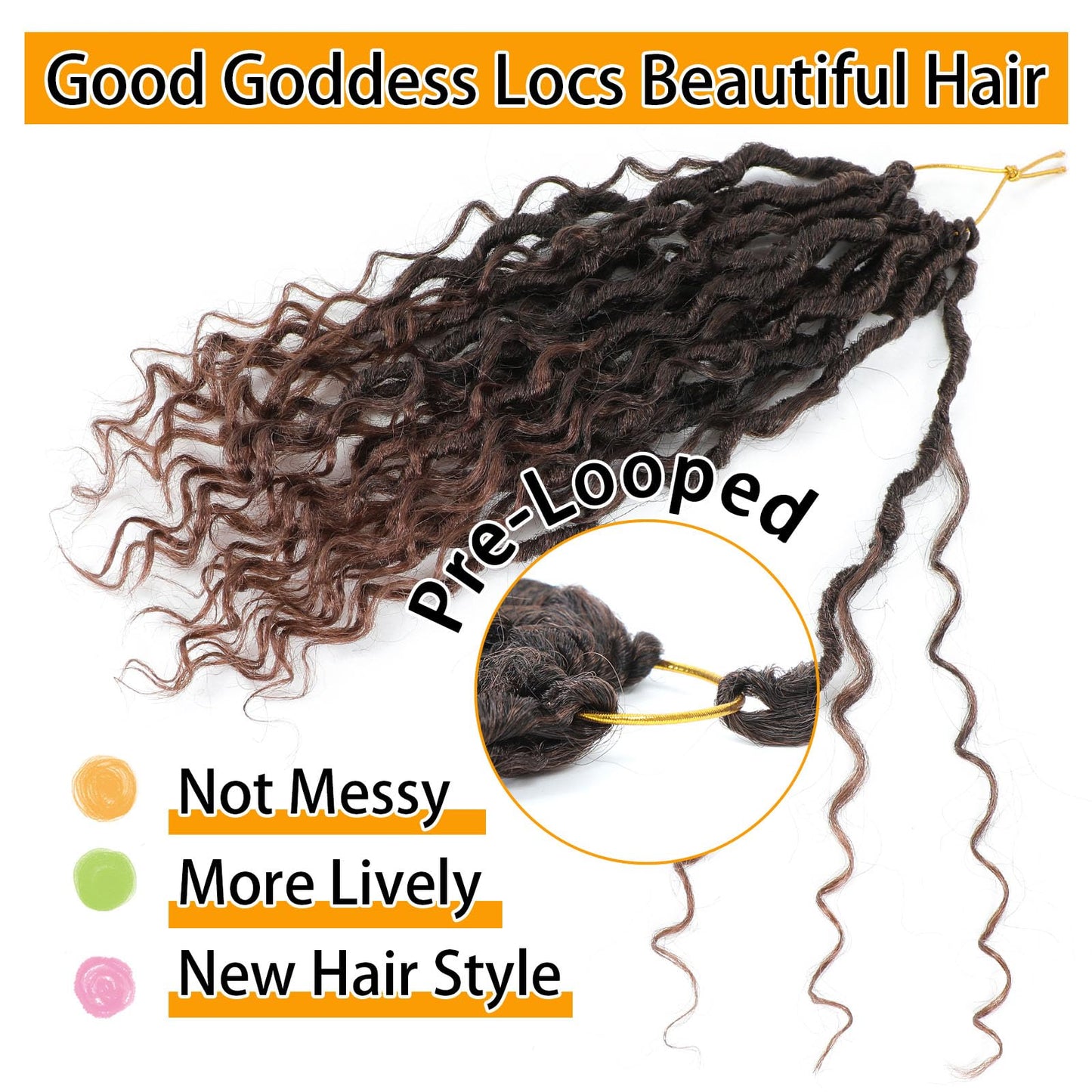 Col Bling Ombre Goddess Locs Crochet Hair 10 Inch, 8 Packs Faux Locs Crochet Hair Pre Looped for Women, Boho Crochet Locs with Curly Ends 10Inch 1B/30#