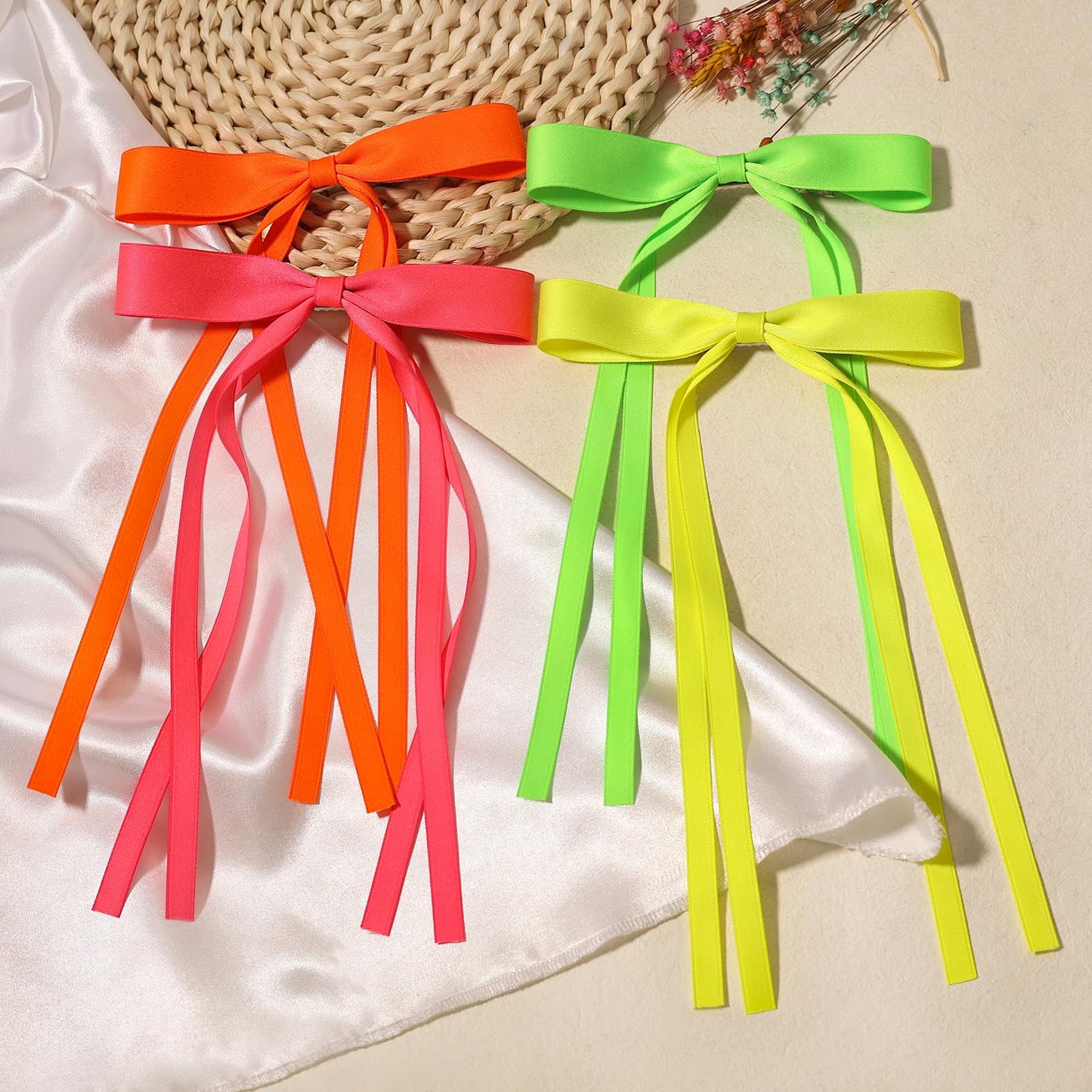 LFOUVRE Hair Accessories: Bow Clips, Tassel Ribbons, Bowknot Barrettes with Long Tails for Women and Girls