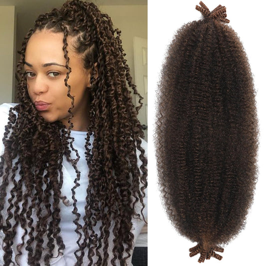 Springy Afro Twist Hair 24 Inch Marley Twist Braiding Hair 8 Packs Pre-Separated Kinky Braiding Hair Women Brown Afro Spring Twist Hair Long Marley Hair Wrapping Hair for Soft Locs