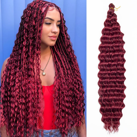 Curly Braiding Hair Ocean Wave Crochet Hair 22Inch Deep Curly Crochet Braids Wet and Wavy Braiding Hair Synthetic Crochet Hair for Black Women Human Hair (BUG, 22 Inch (Pack of 6))