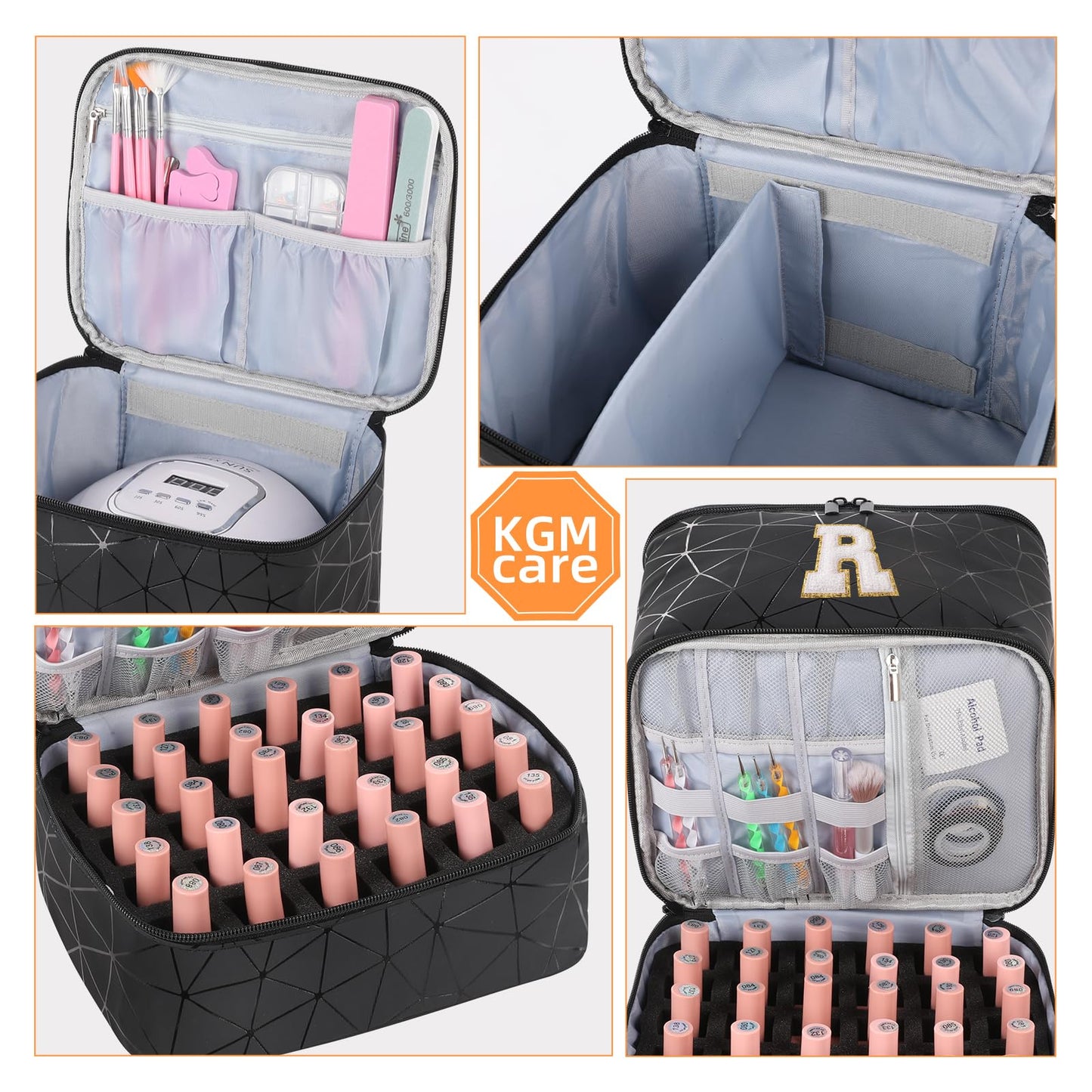 KGMCARE Nail Polish Organizer and Portable Nail Polish Bag Carrying Case, Holds 30 Bottles (15ml), Large Capacity Storage Case for Nail Polish (S)